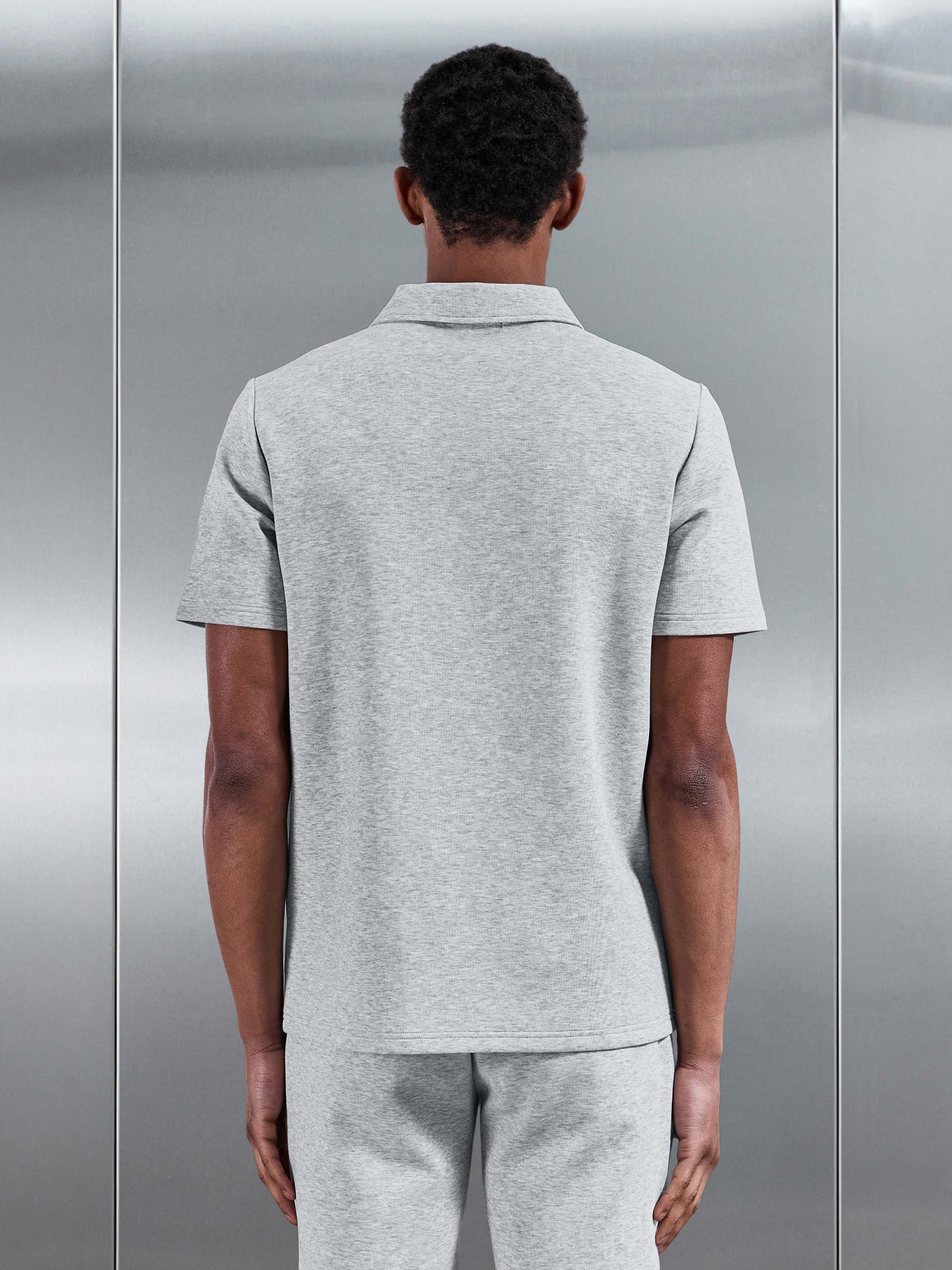 Everyday Luxe Polo Shirt in Marl Grey - Image 4