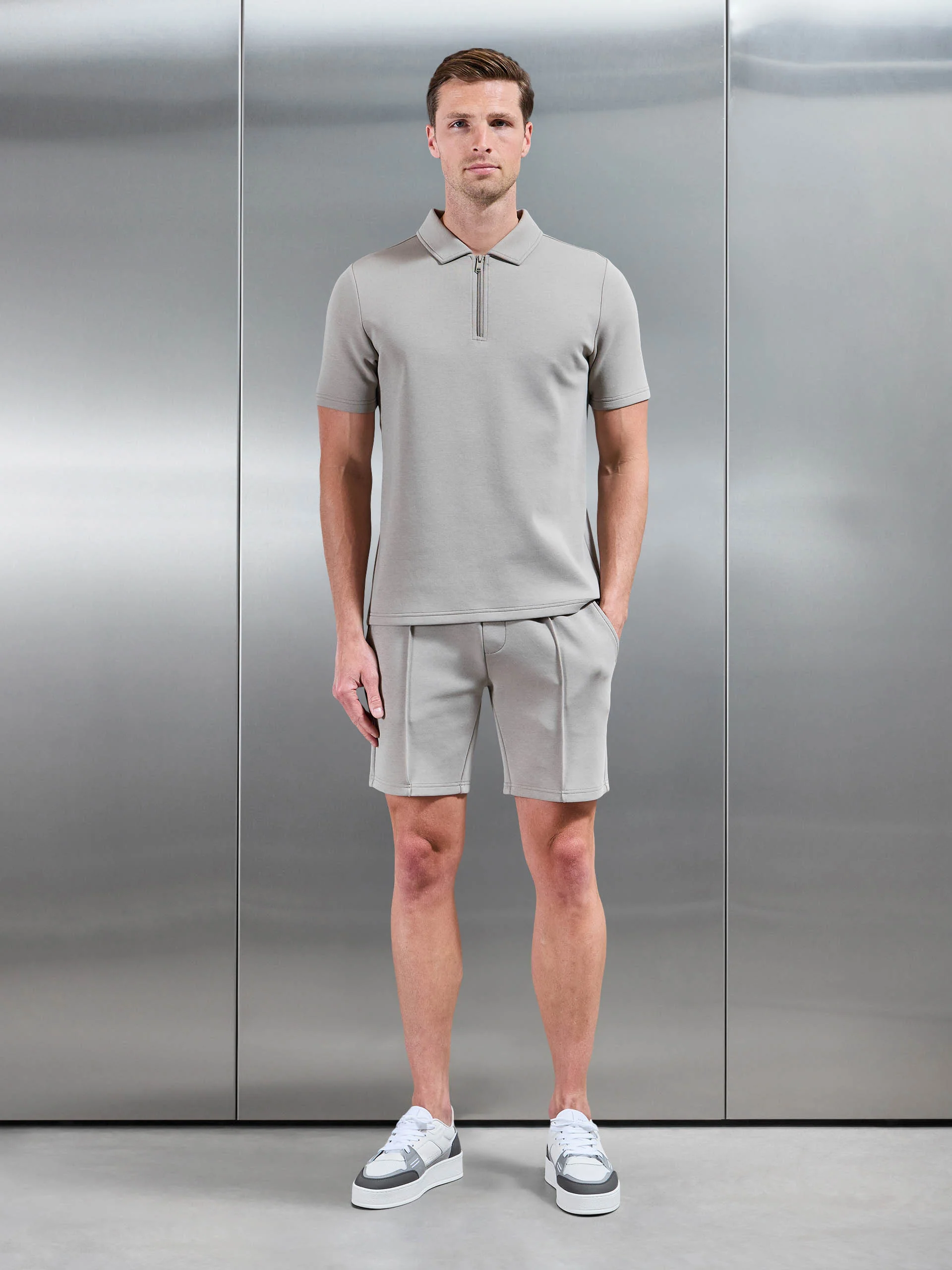 Everyday Luxe Polo Shirt in Stone - Image 2