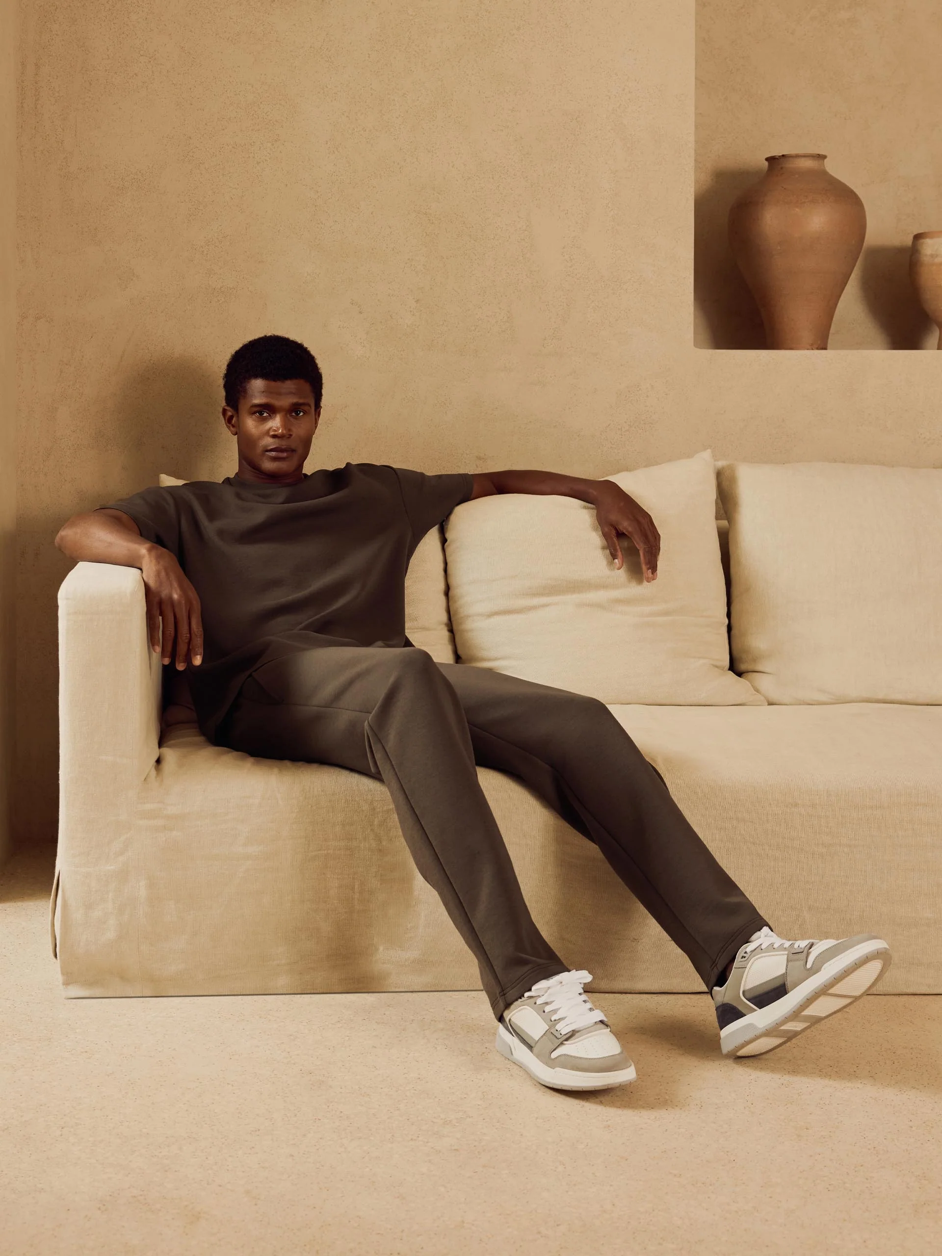 Everyday Luxe Straight Leg Jogger in Brown - Image 2