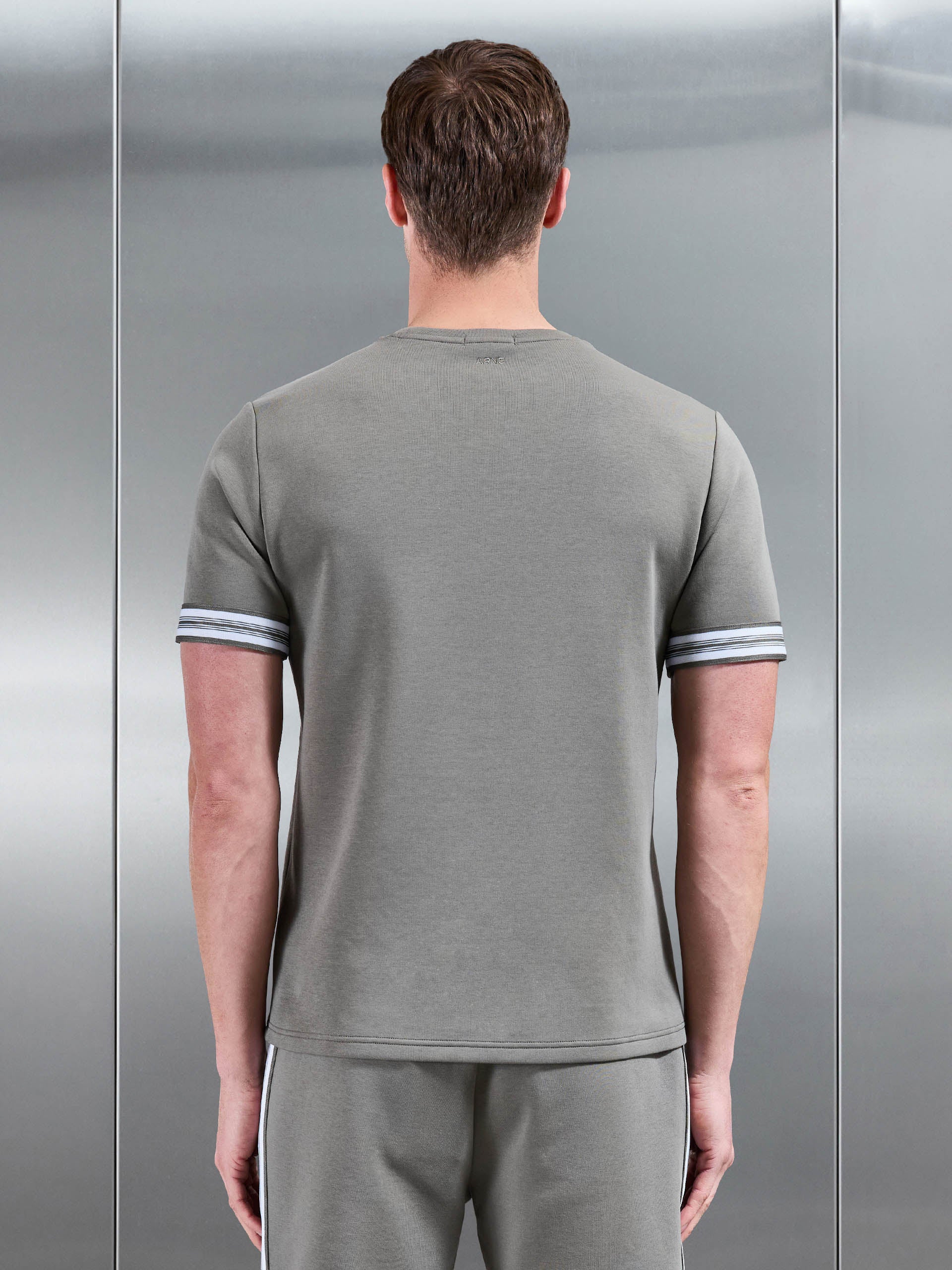 Everyday Luxe Stripe Cuff T-Shirt in Olive - Image 3
