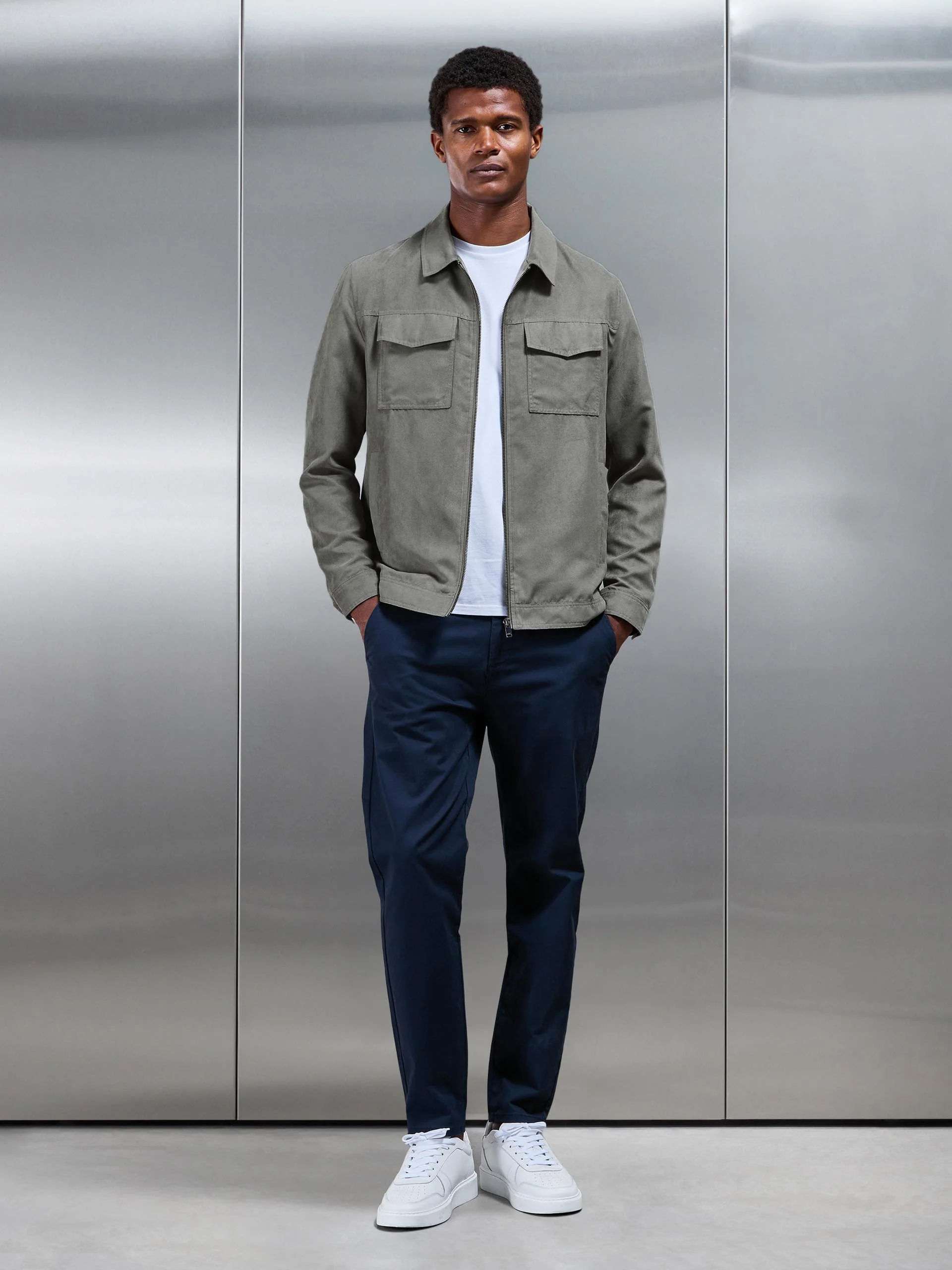 Faux Suede Jacket in Dark Stone - Image 3