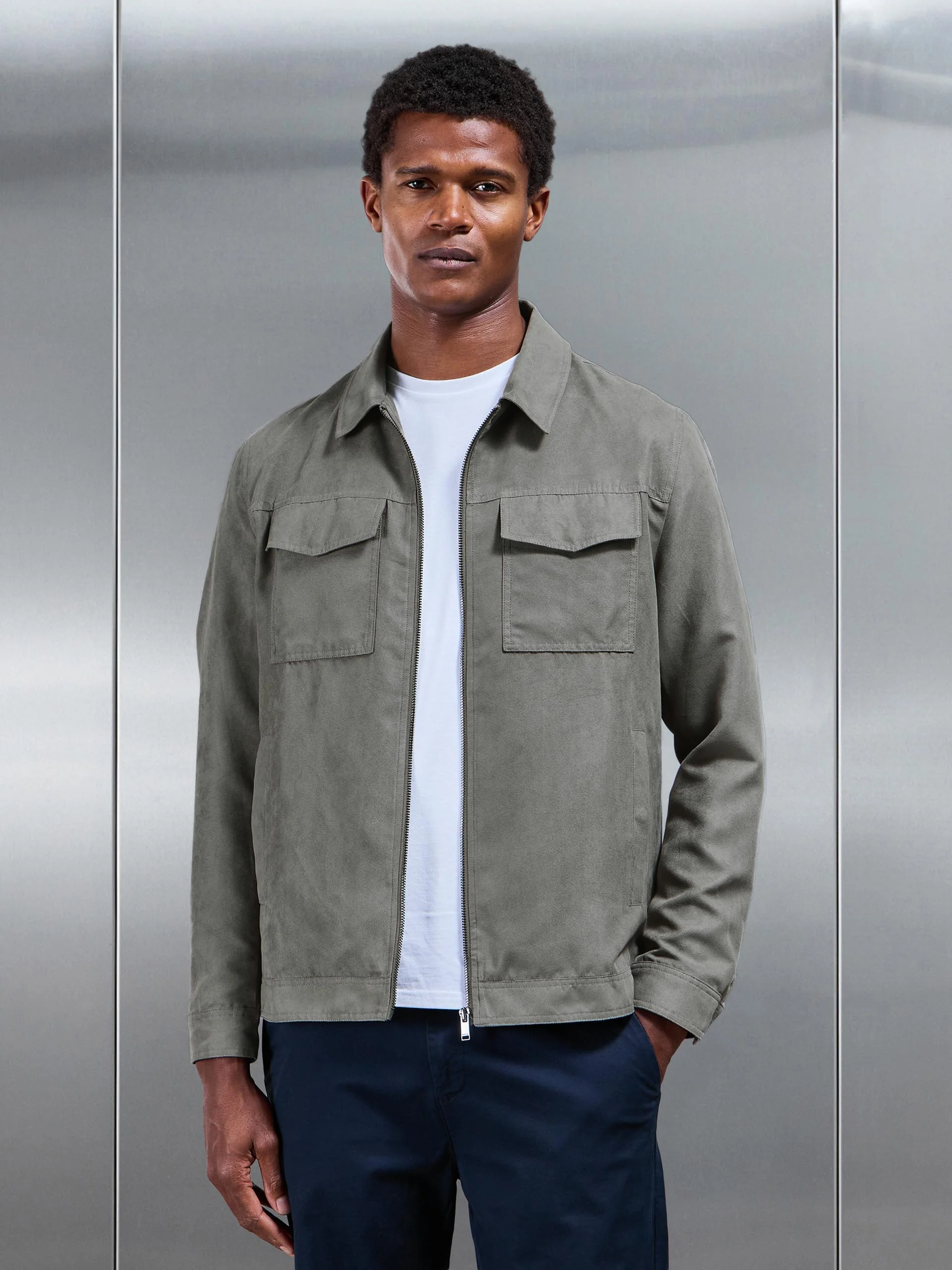Faux Suede Jacket in Dark Stone - Image 7