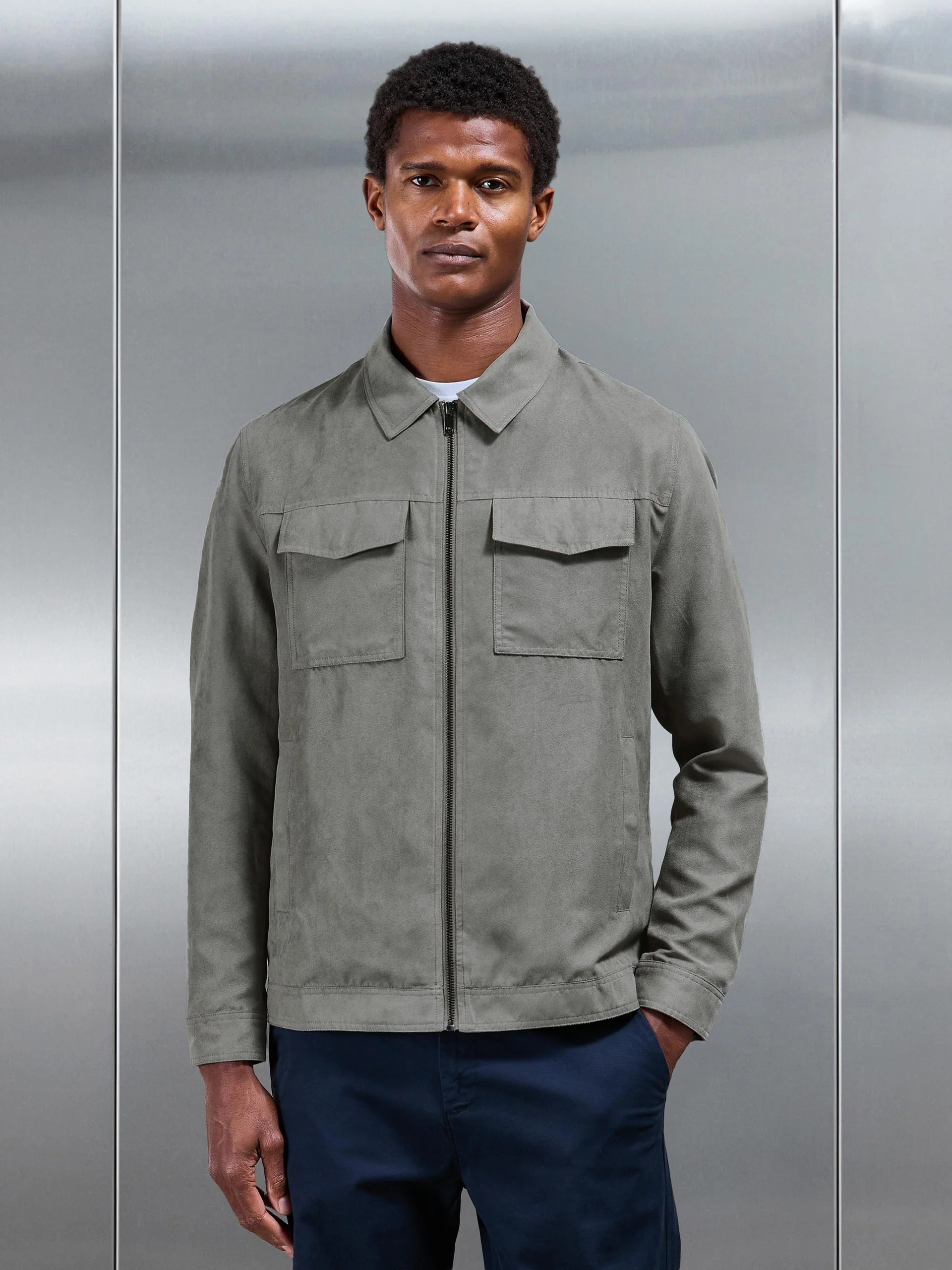 Faux Suede Jacket in Dark Stone - Image 9