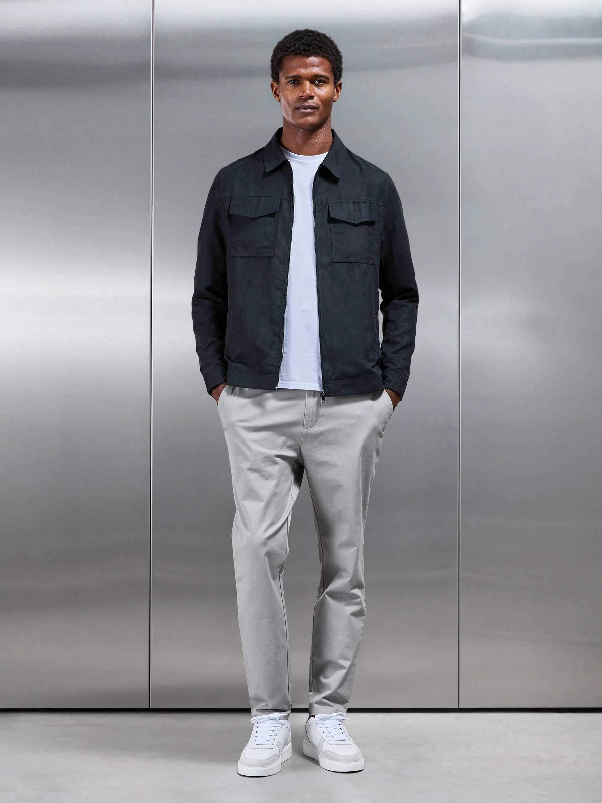 Faux Suede Jacket in Navy - Image 2