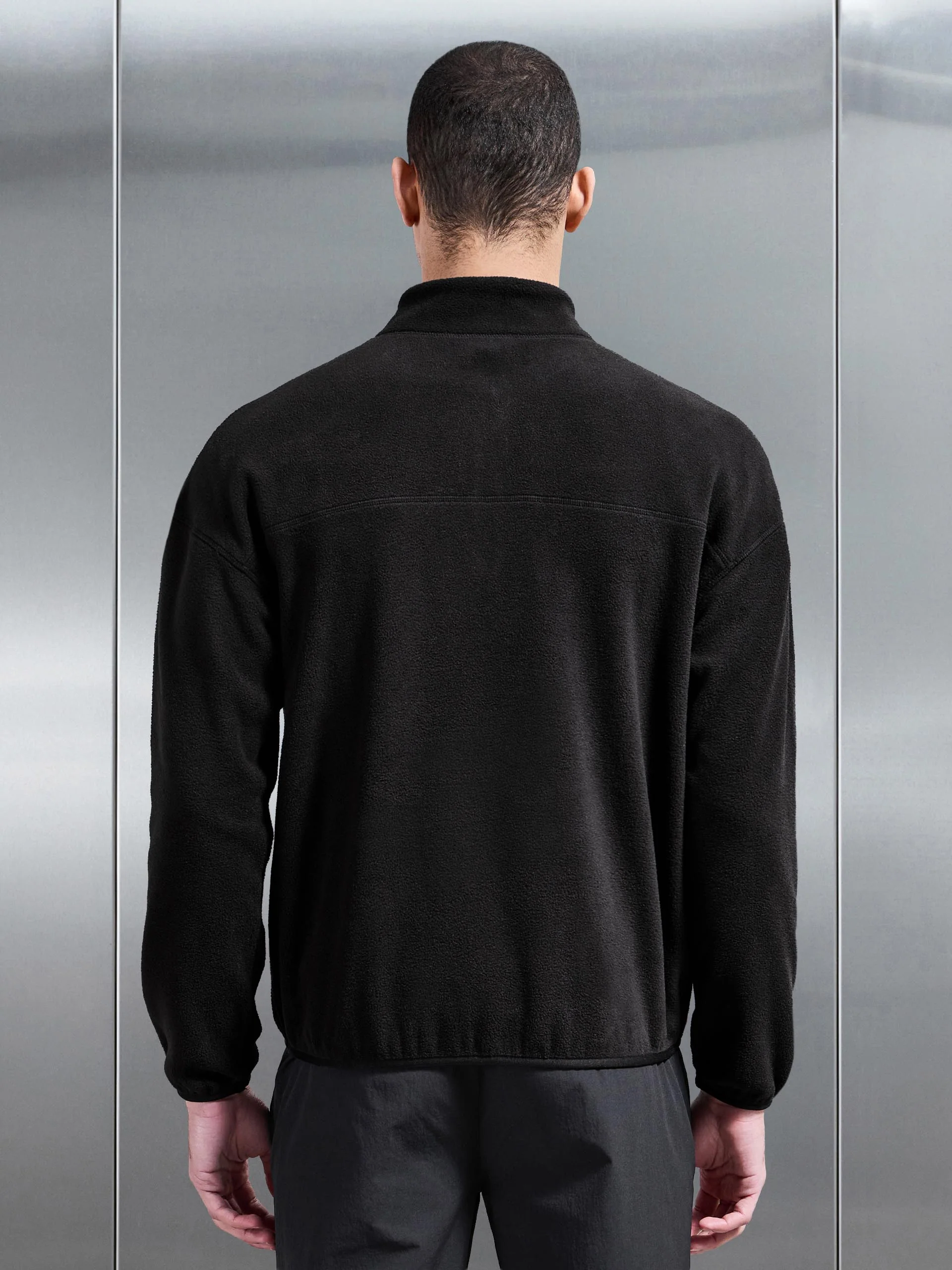 Fleece Relaxed Fit Half Zip in Black - Image 5