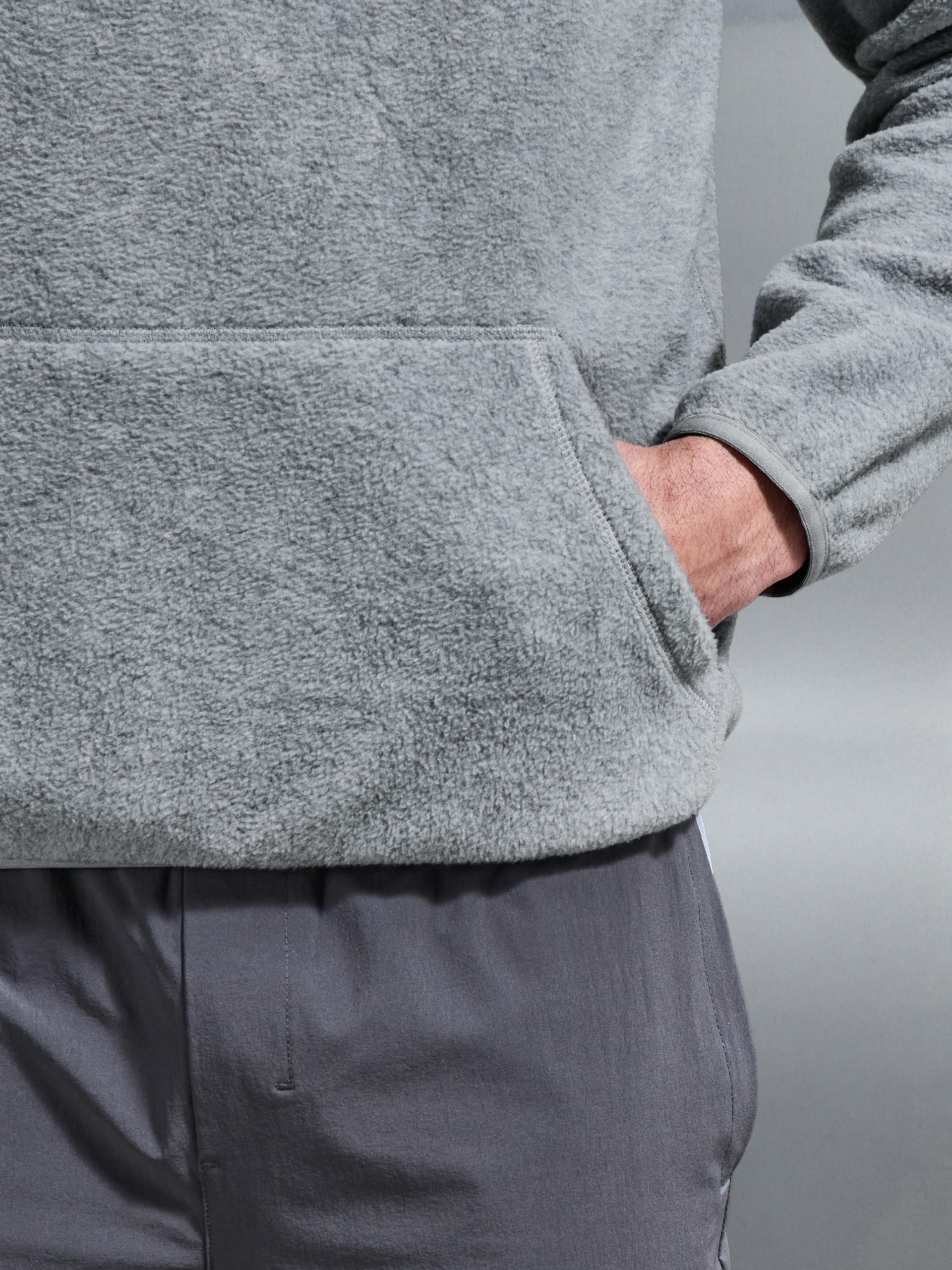 Fleece Relaxed Fit Half Zip in Grey Marl - Image 7