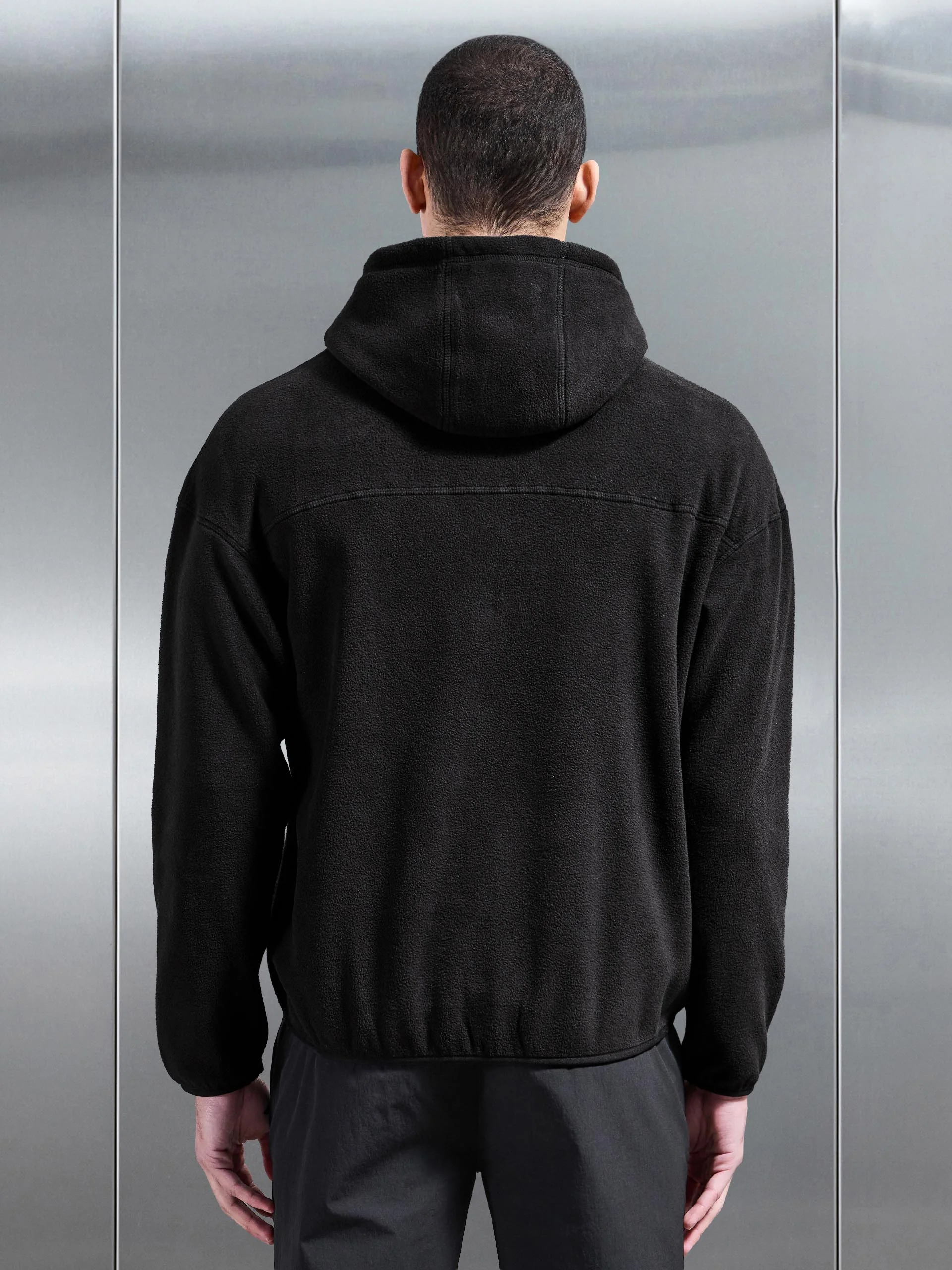Fleece Relaxed Fit Hoodie in Black - Image 5
