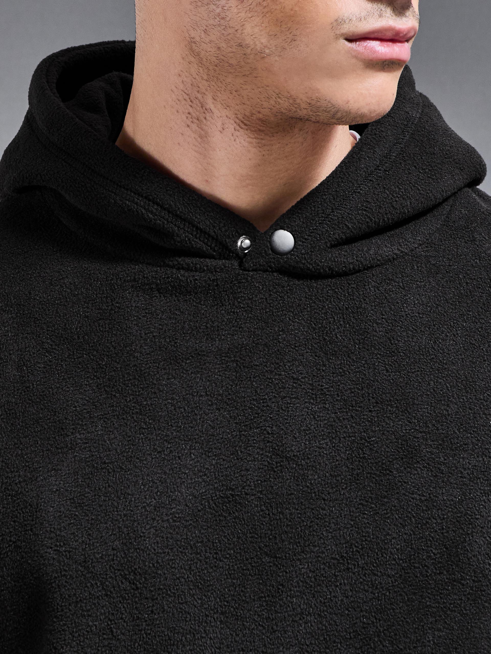 Fleece Relaxed Fit Hoodie in Black - Image 6