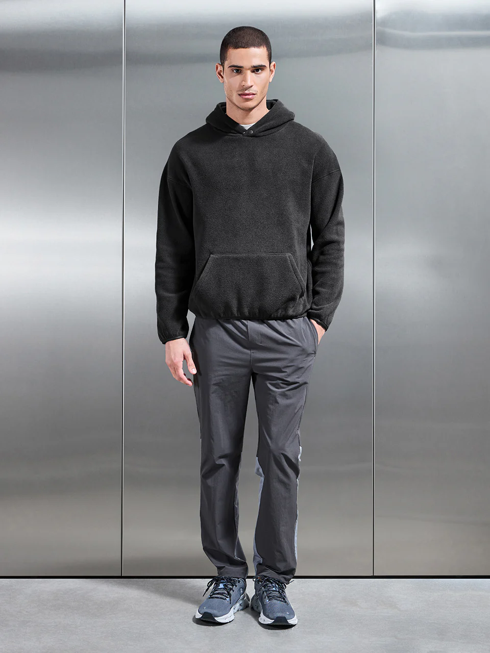 Fleece Relaxed Fit Hoodie in Grey - Image 4