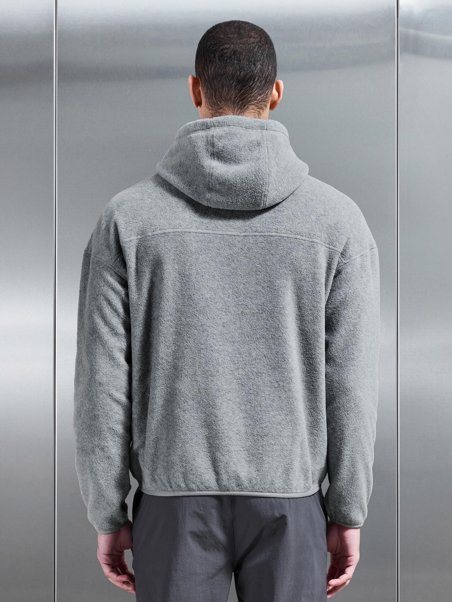 Fleece Relaxed Fit Hoodie in Grey Marl - Image 5