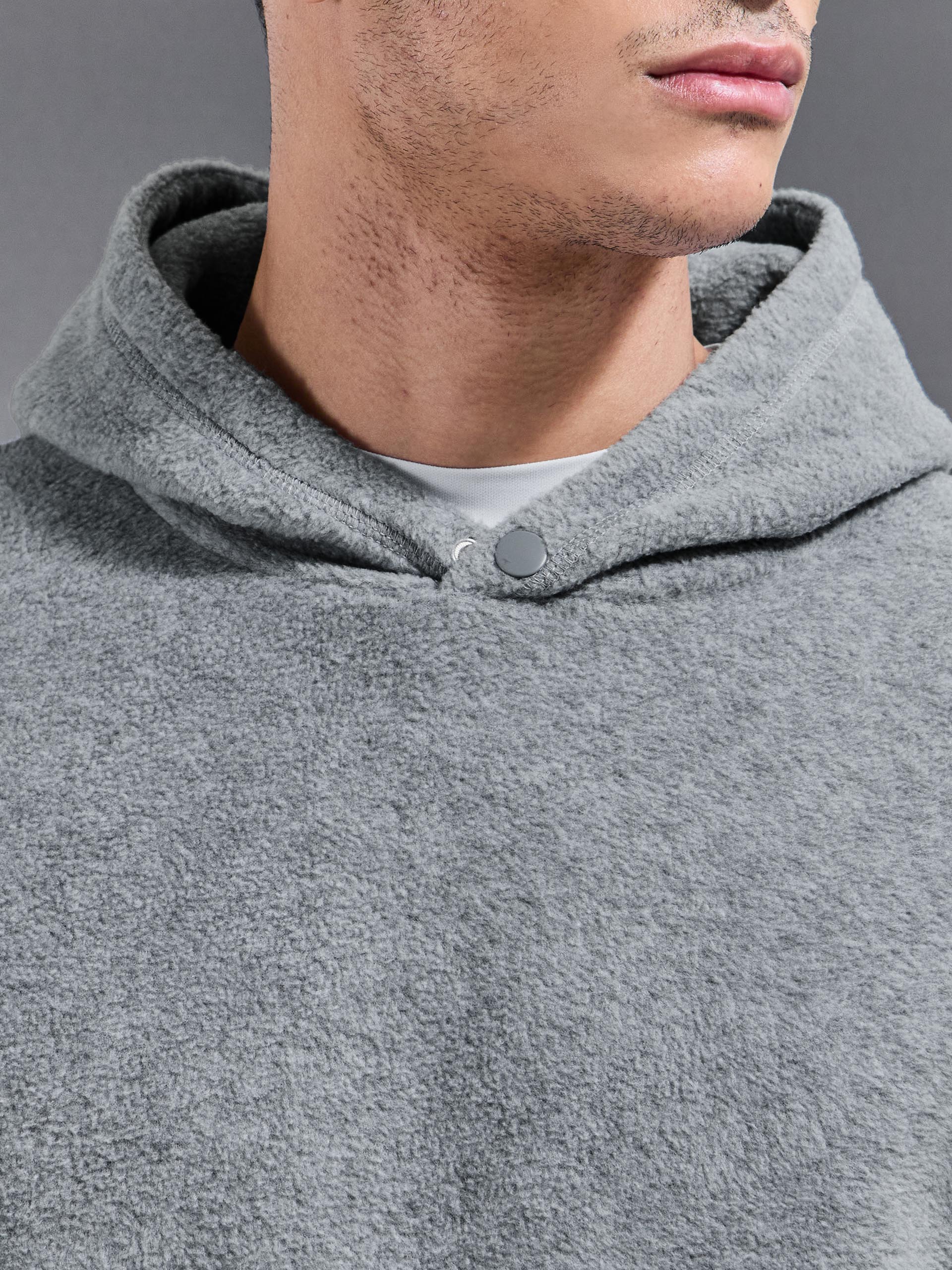 Fleece Relaxed Fit Hoodie in Grey Marl - Image 6