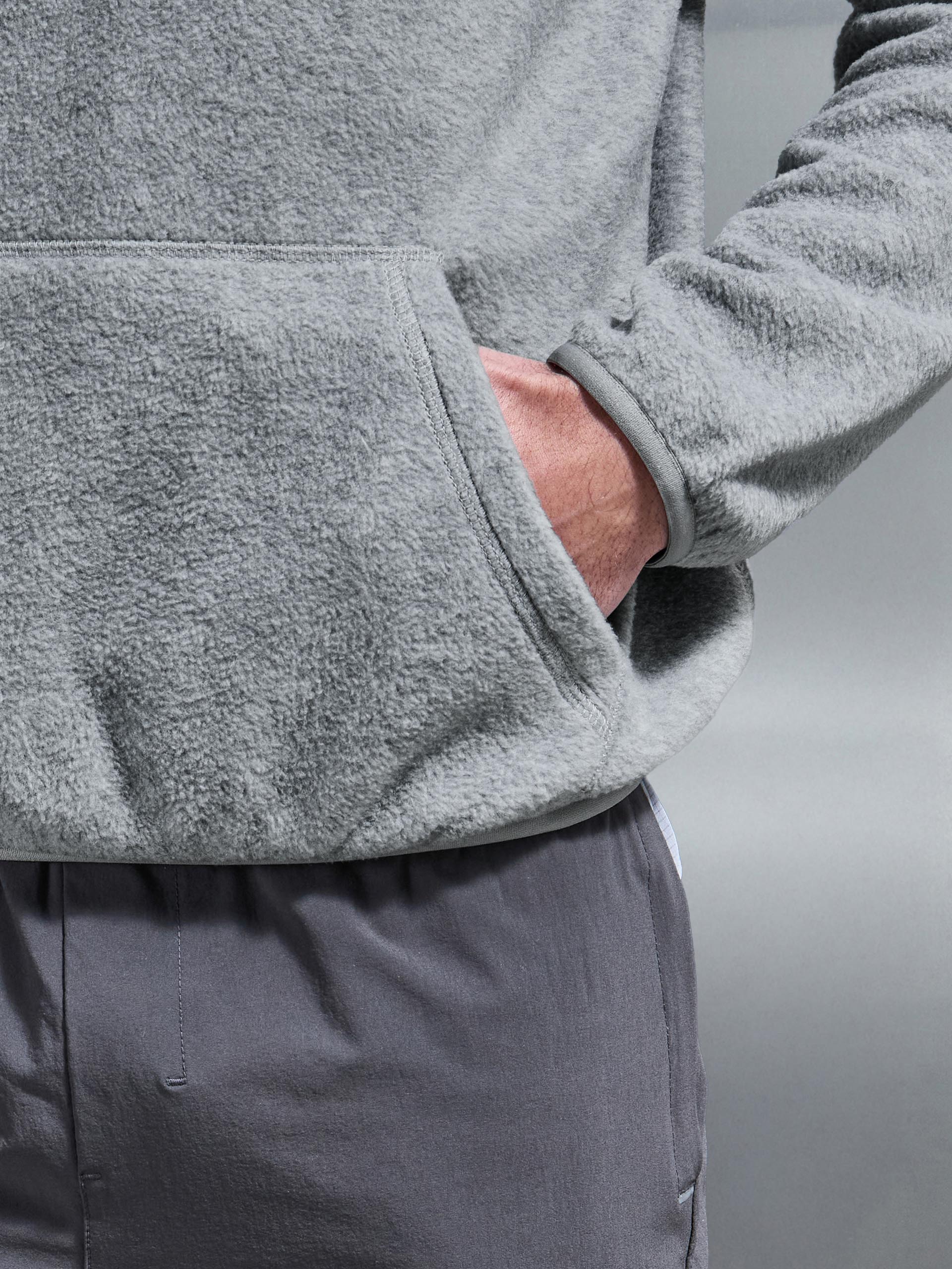 Fleece Relaxed Fit Hoodie in Grey Marl - Image 7