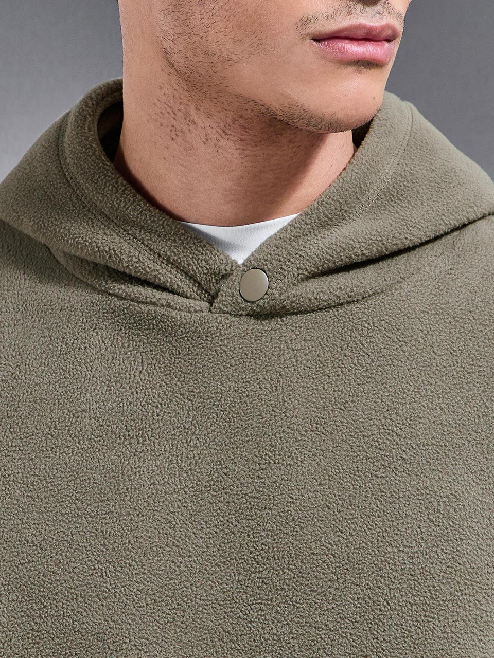 Fleece Relaxed Fit Hoodie in Olive - Image 6
