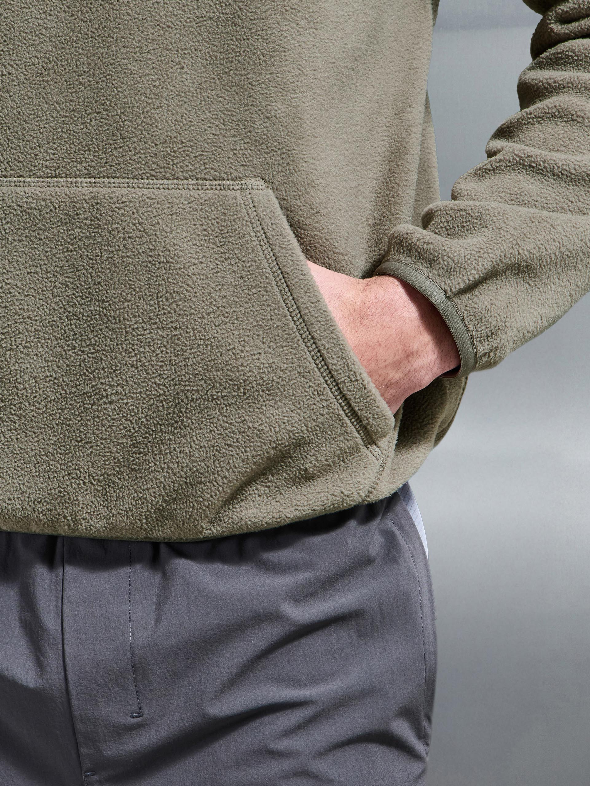 Fleece Relaxed Fit Hoodie in Olive - Image 7