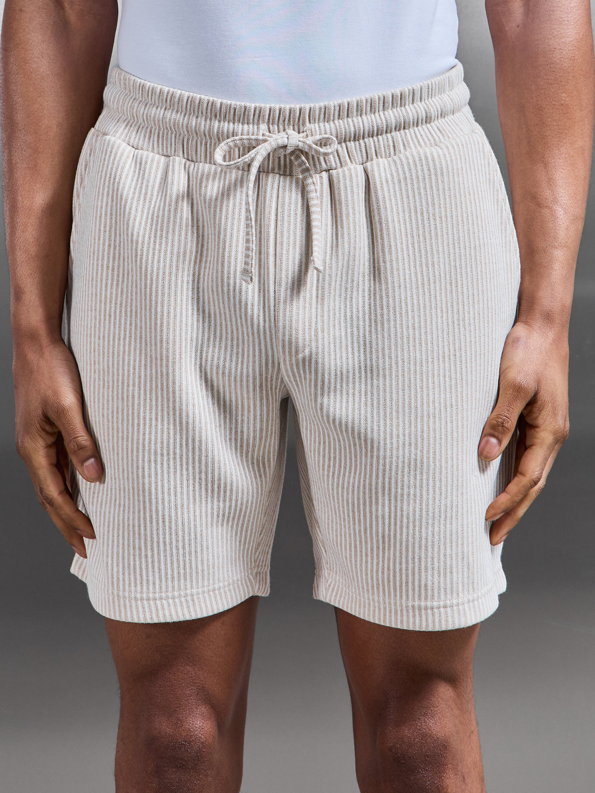 Forde Knitted Stripe Short in Stone - Image 4
