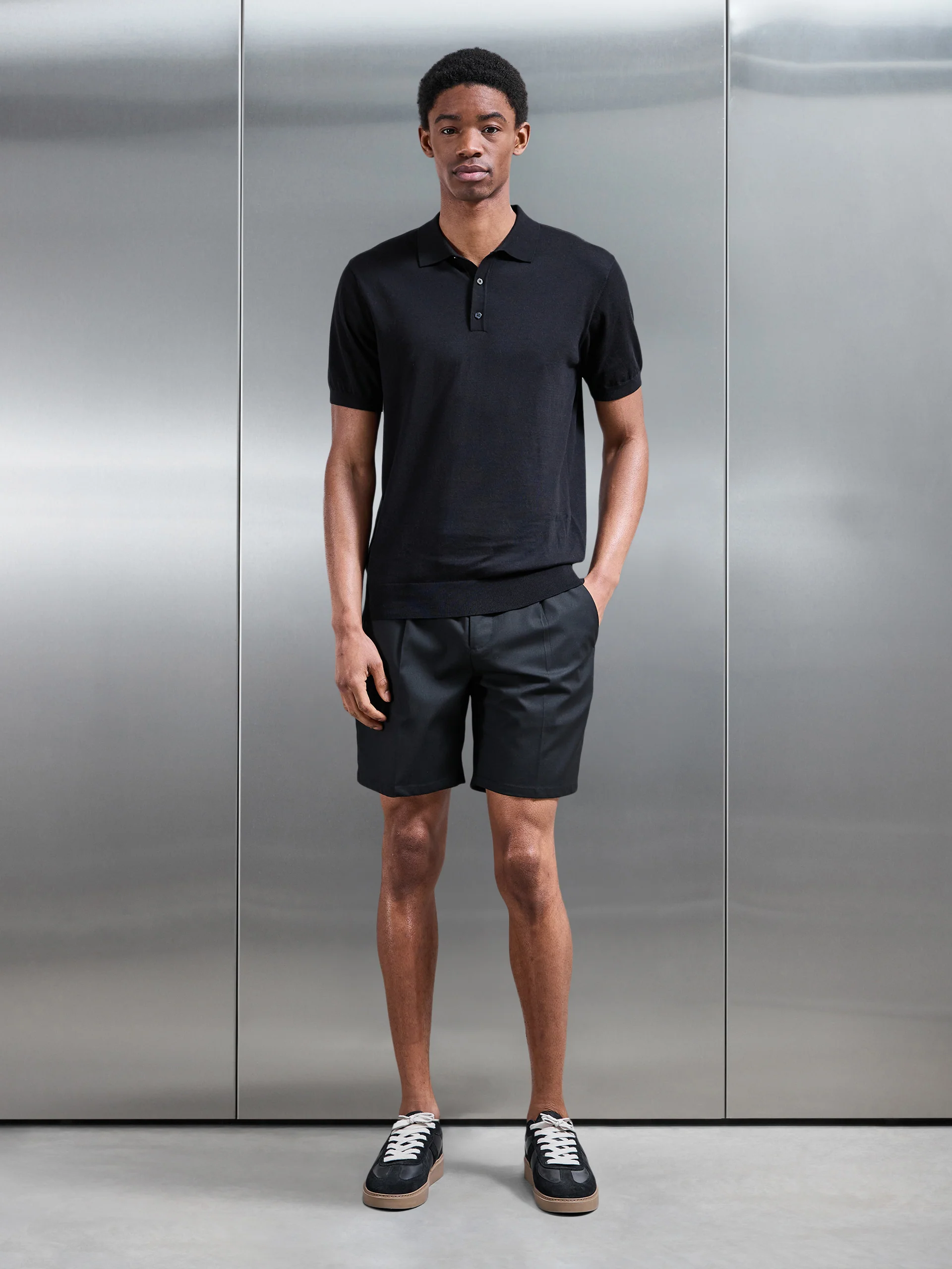 Formal Stretch Side Adjuster Short in Black - Image 2