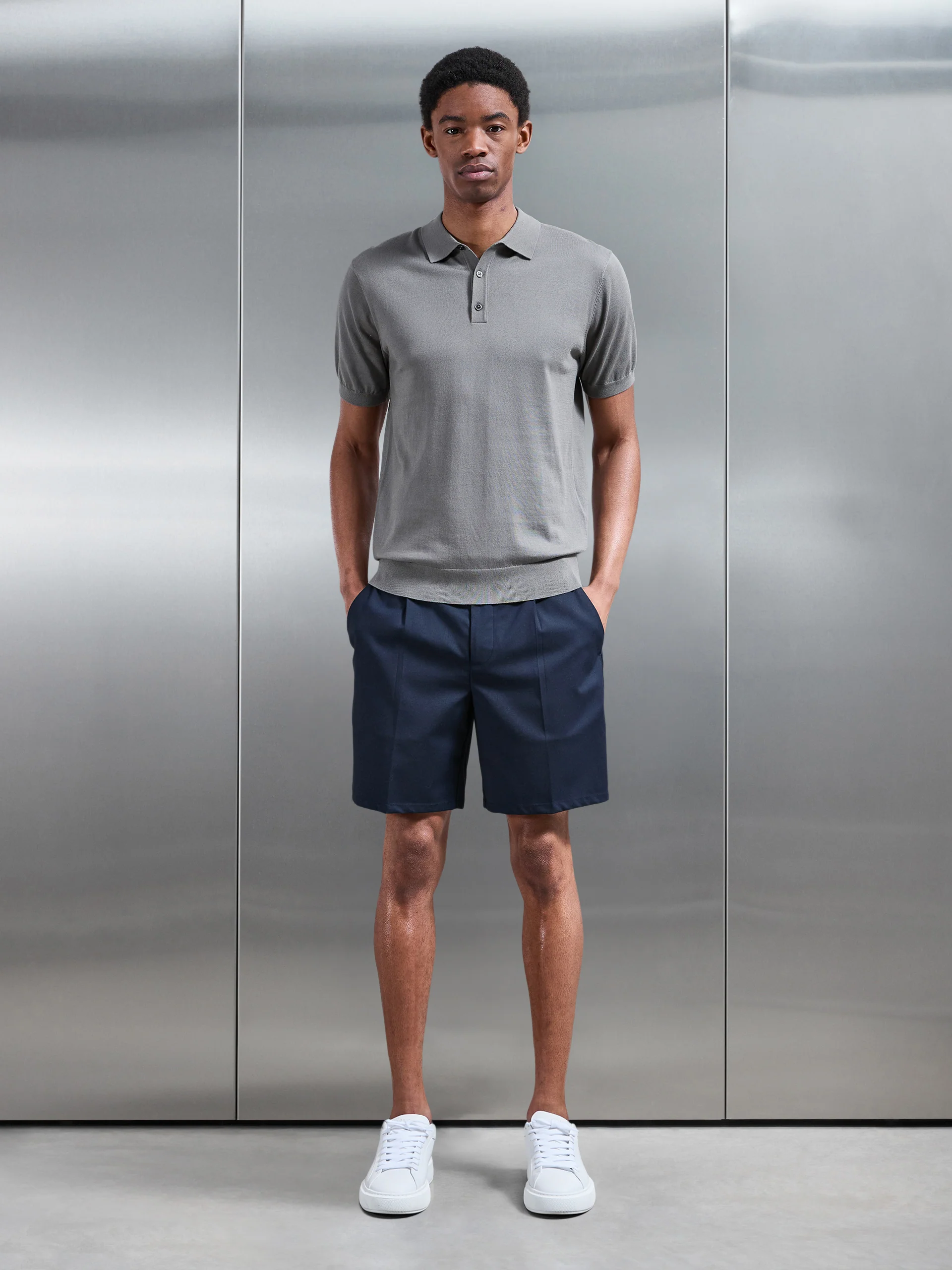 Formal Stretch Side Adjuster Short in Navy - Image 2