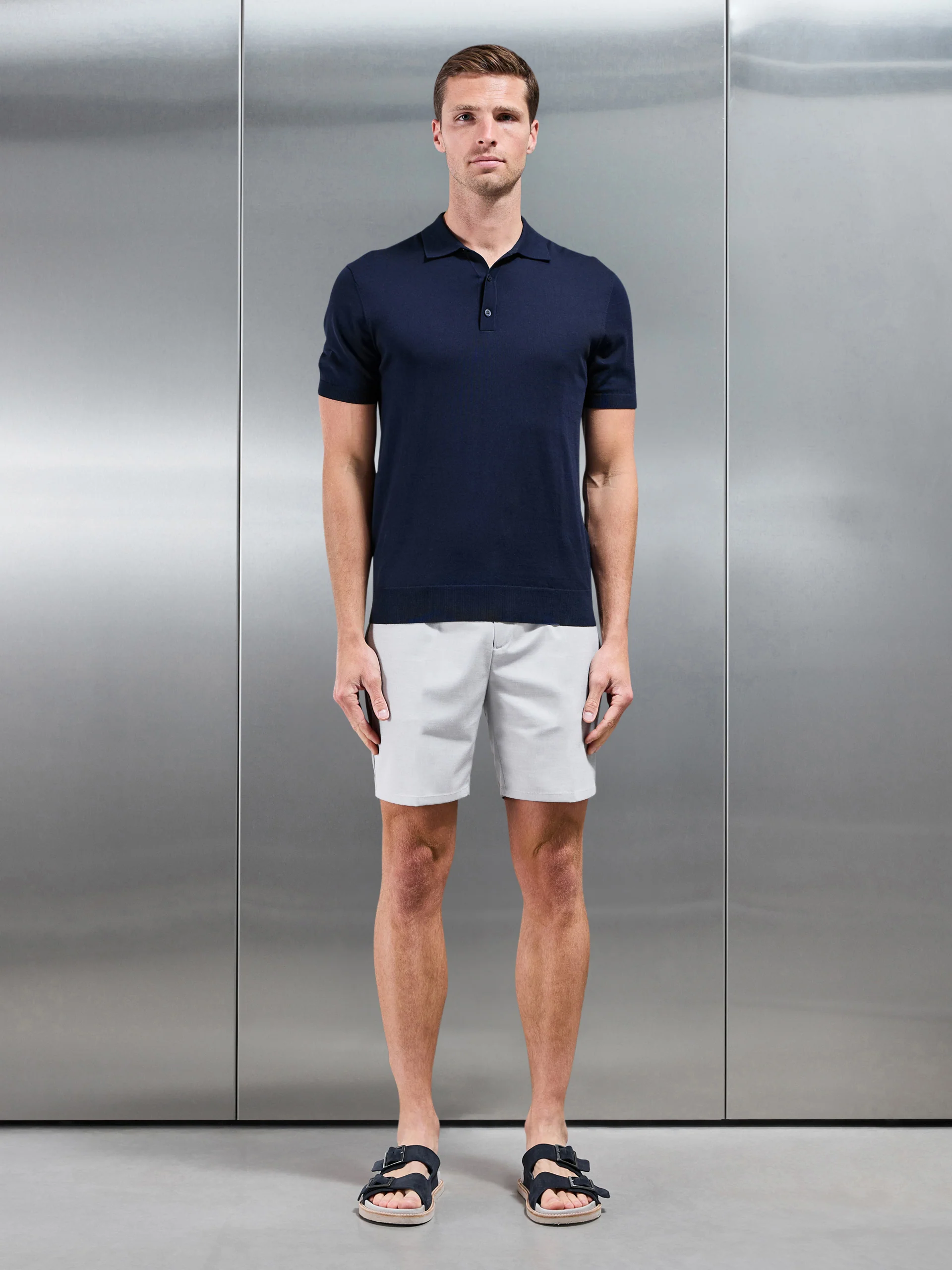 Formal Stretch Side Adjuster Short in Off White - Image 2