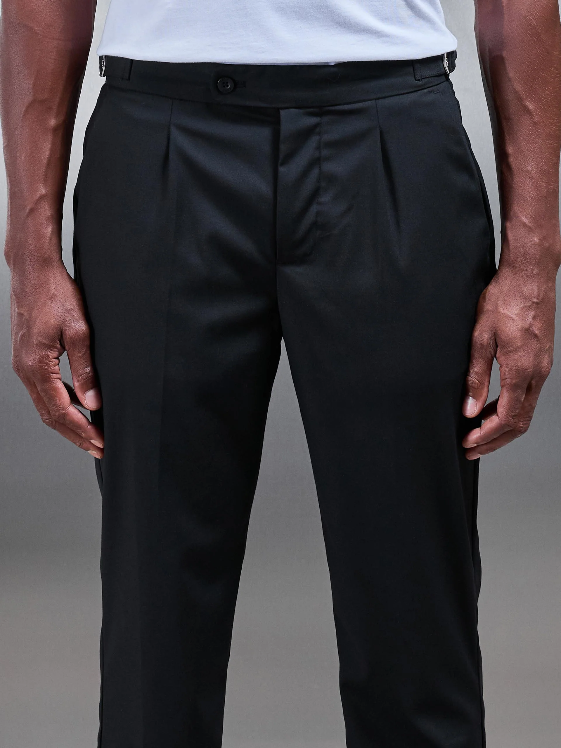 Formal Stretch Side Adjuster Trouser in Black - Image 3