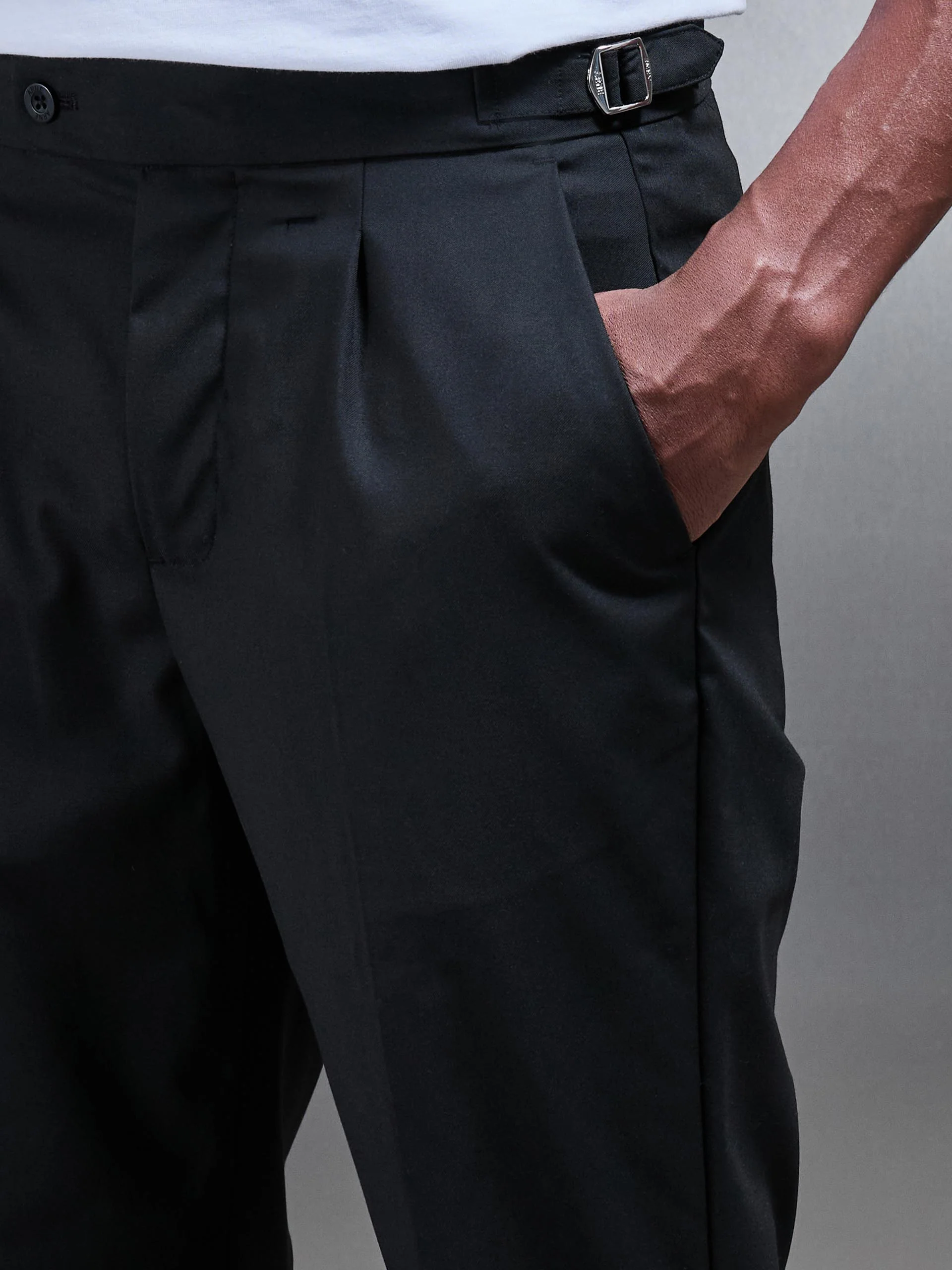 Formal Stretch Side Adjuster Trouser in Black - Image 7