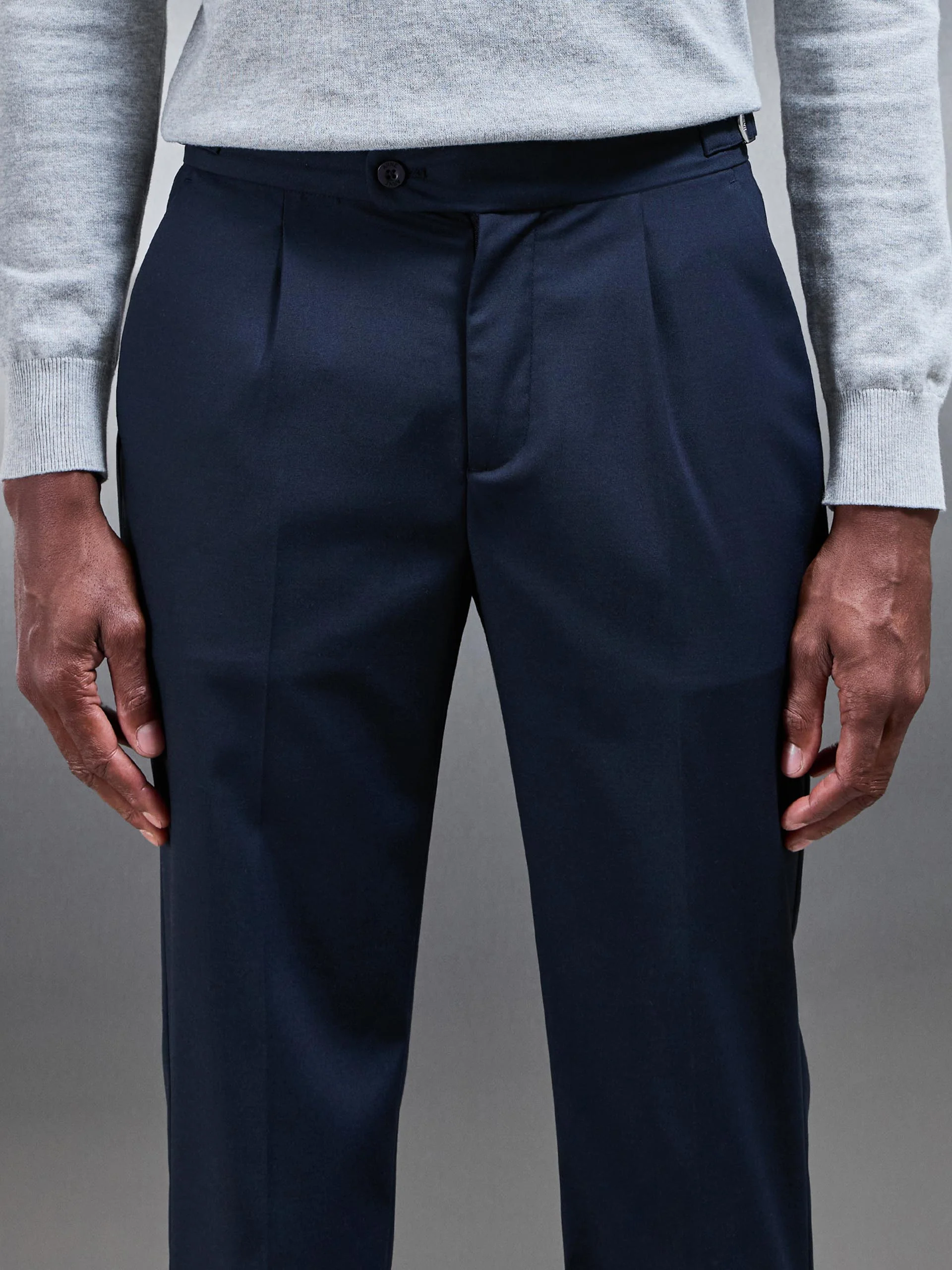 Formal Stretch Side Adjuster Trouser in Navy - Image 3