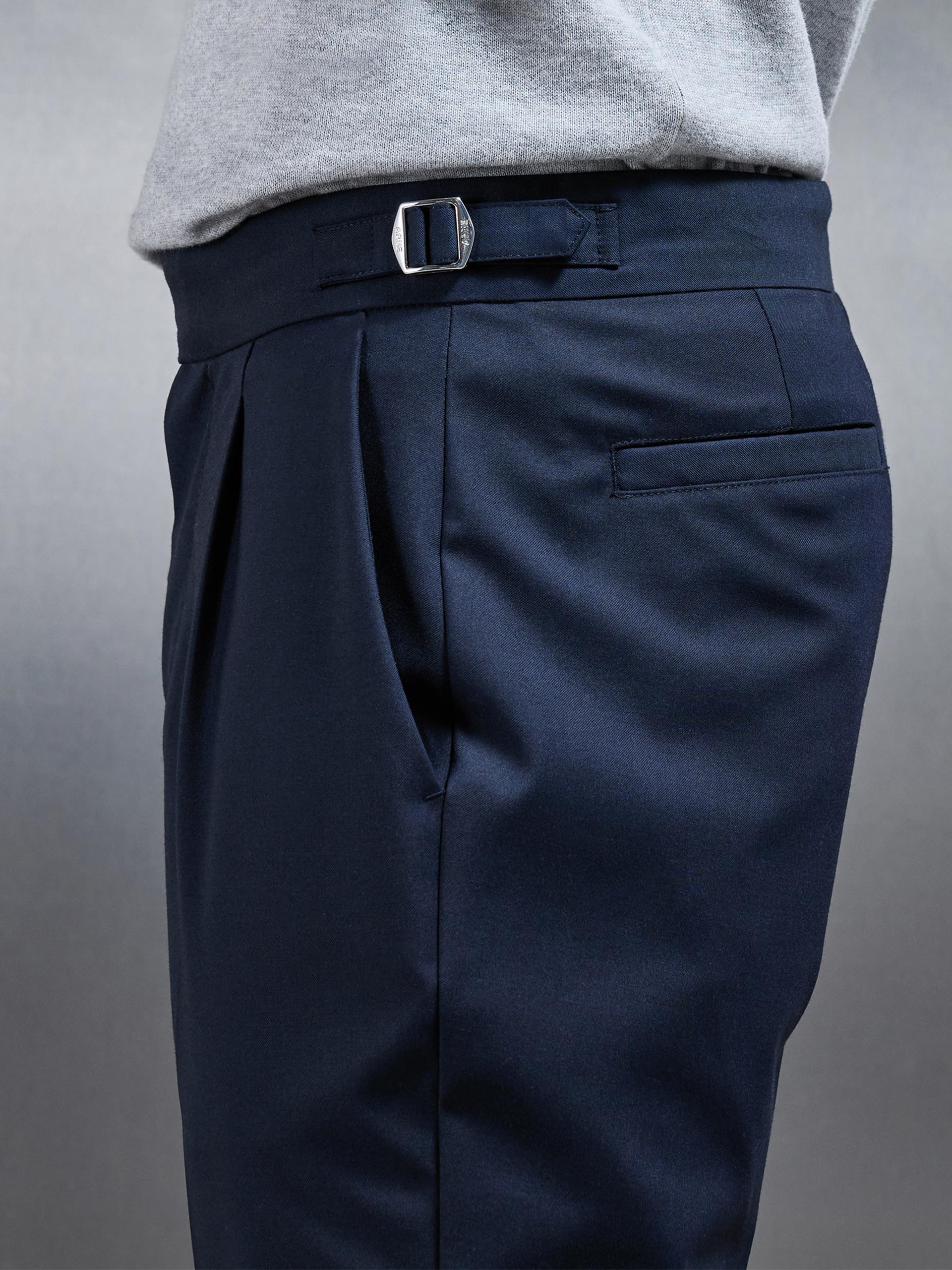 Formal Stretch Side Adjuster Trouser in Navy - Image 4