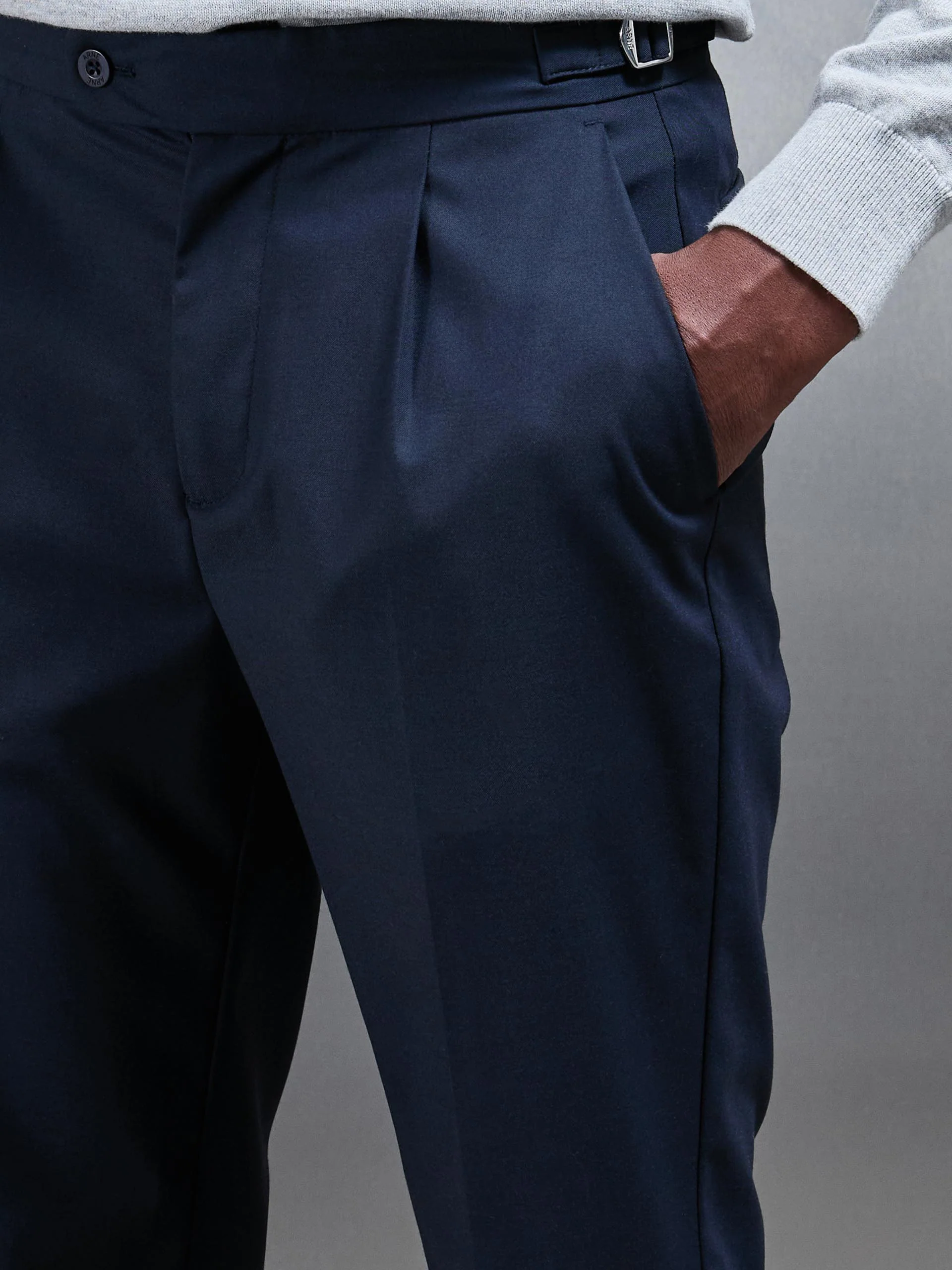 Formal Stretch Side Adjuster Trouser in Navy - Image 5