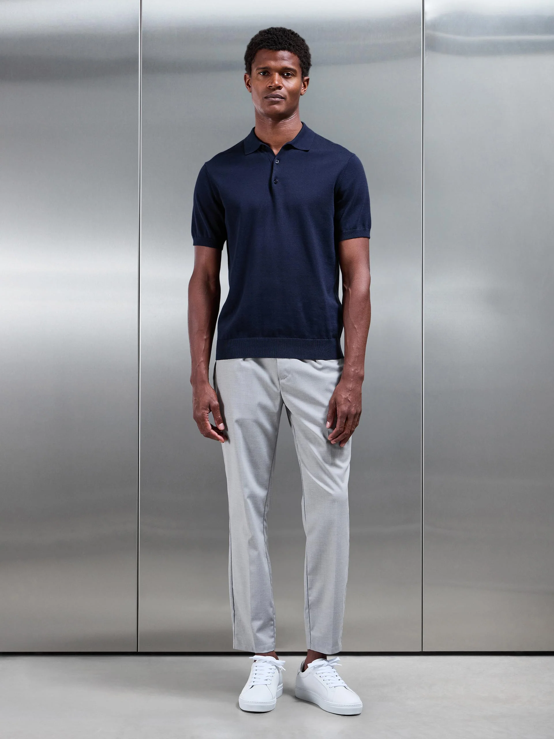 Formal Stretch Side Adjuster Trouser in Stone - Image 3