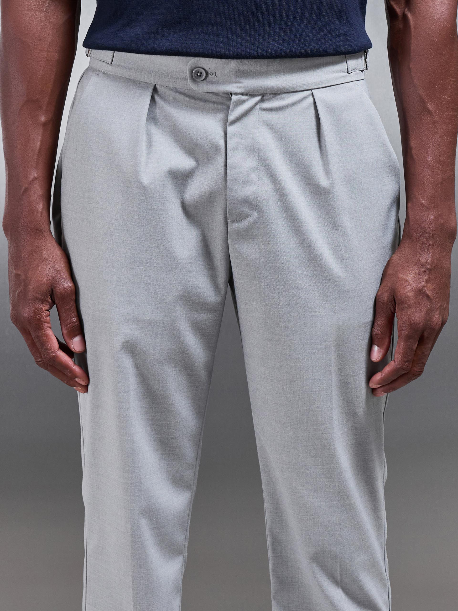 Formal Stretch Side Adjuster Trouser in Stone - Image 4