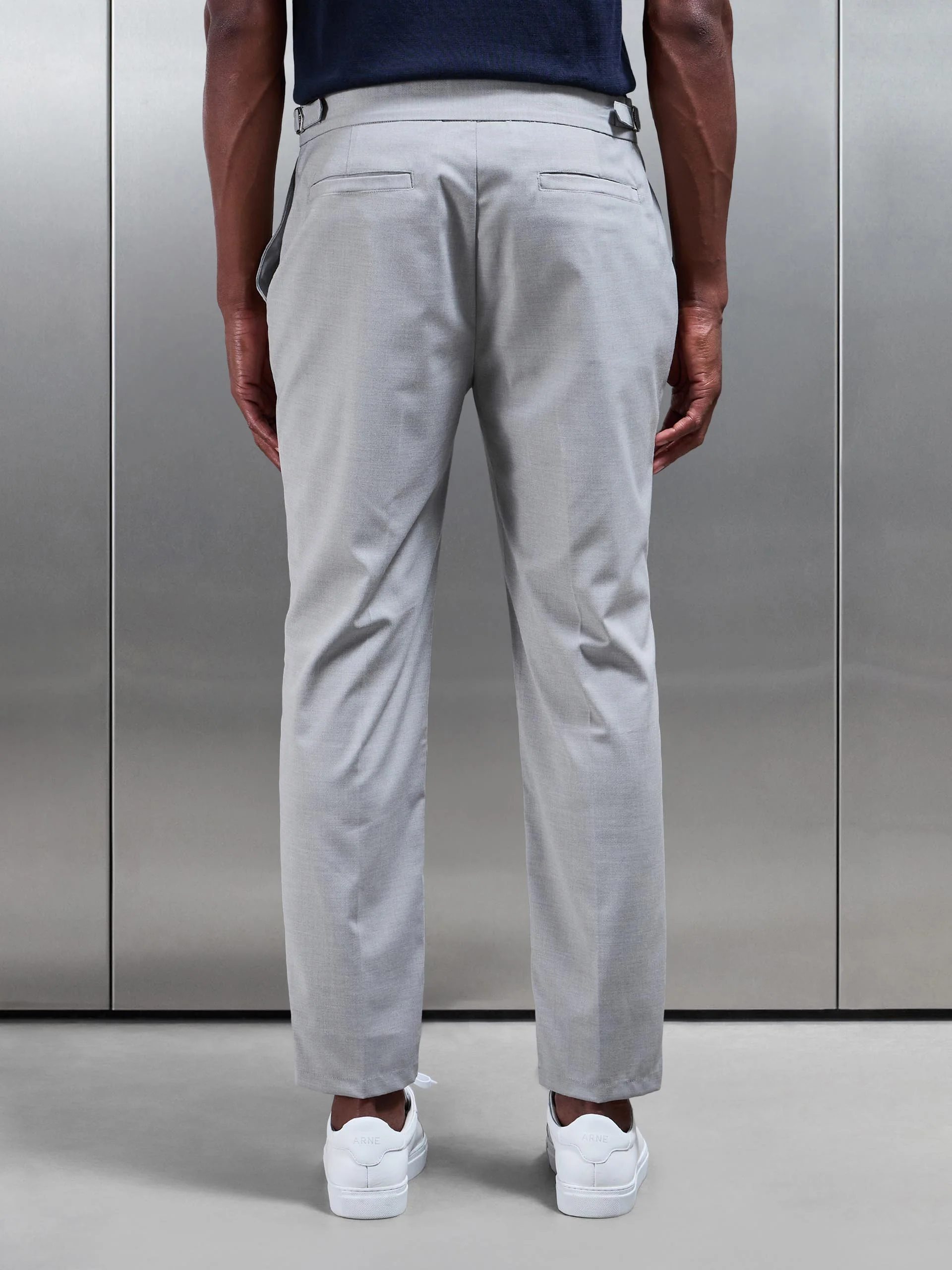 Formal Stretch Side Adjuster Trouser in Stone - Image 7
