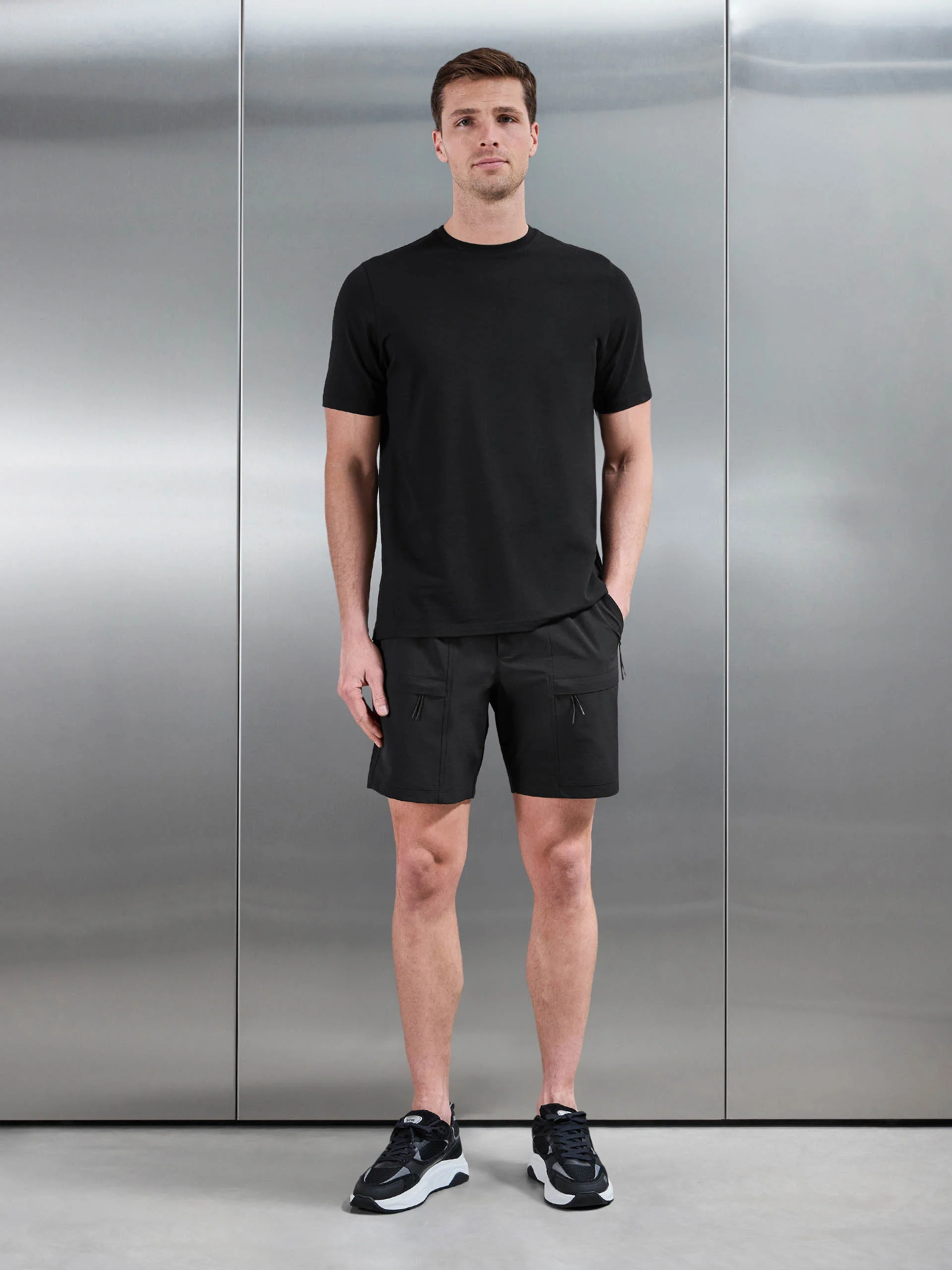Front Pocket Technical Cargo Short in Black - Image 2