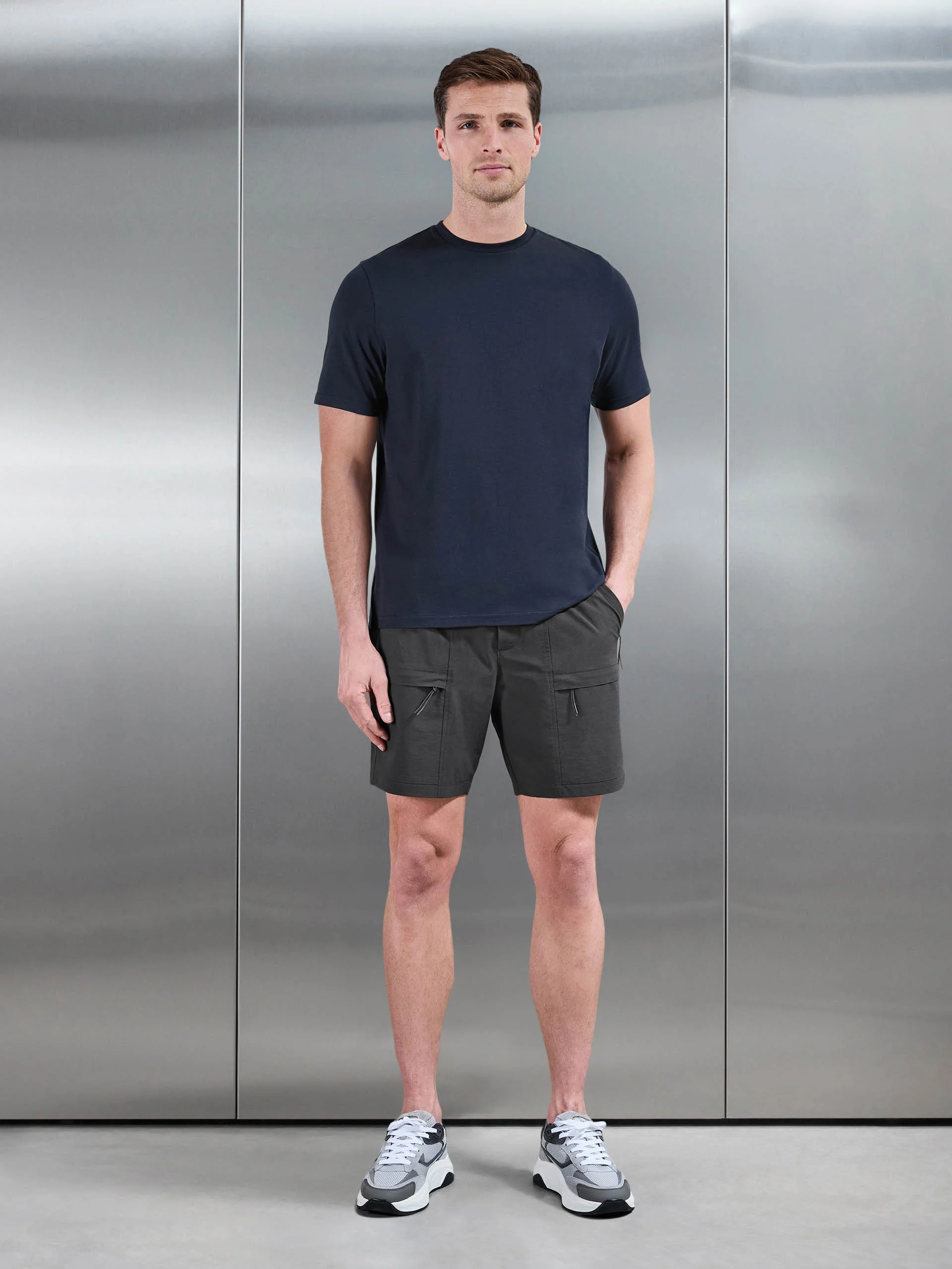 Front Pocket Technical Cargo Short in Grey - Image 2