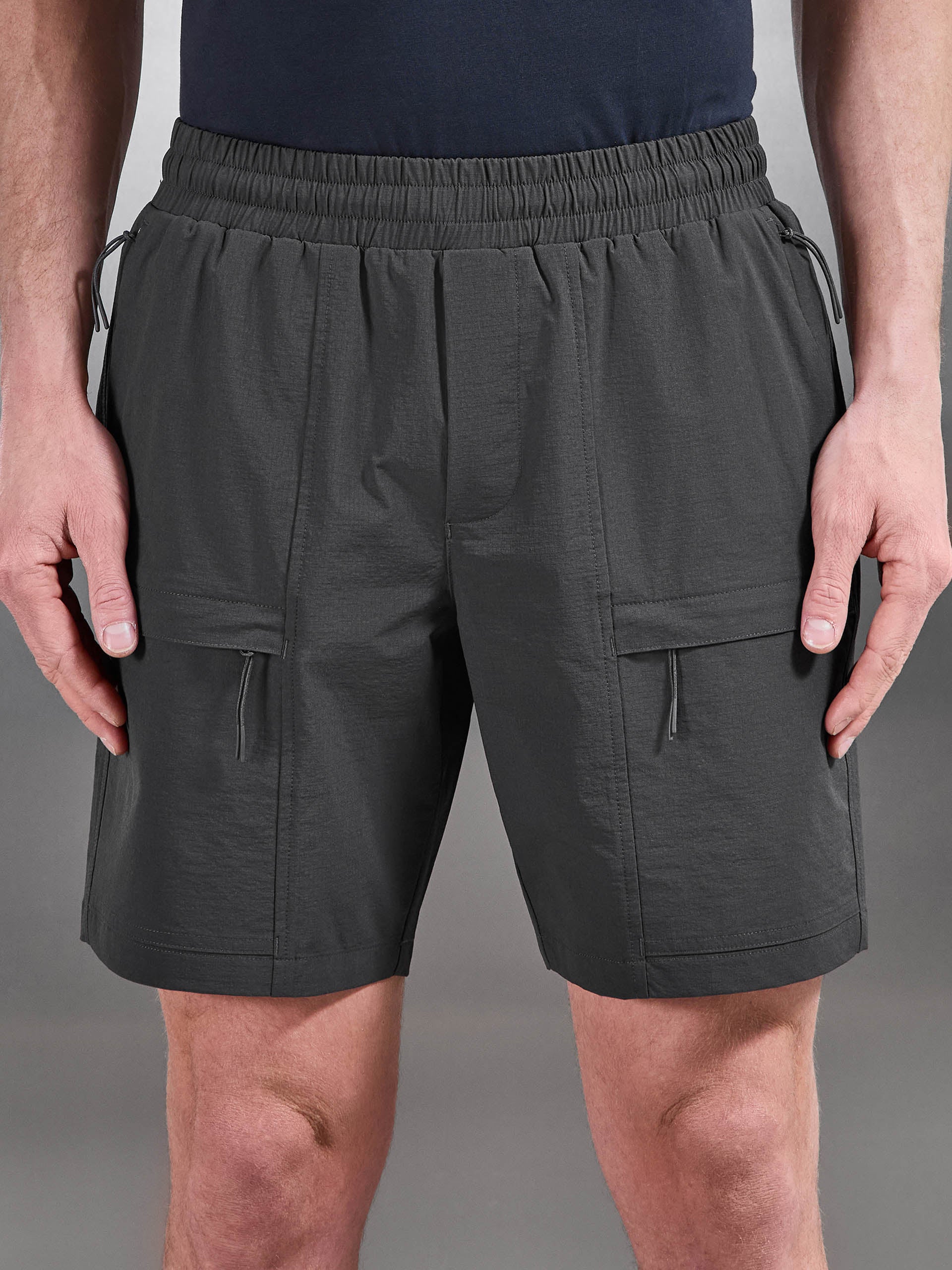 Front Pocket Technical Cargo Short in Grey - Image 4