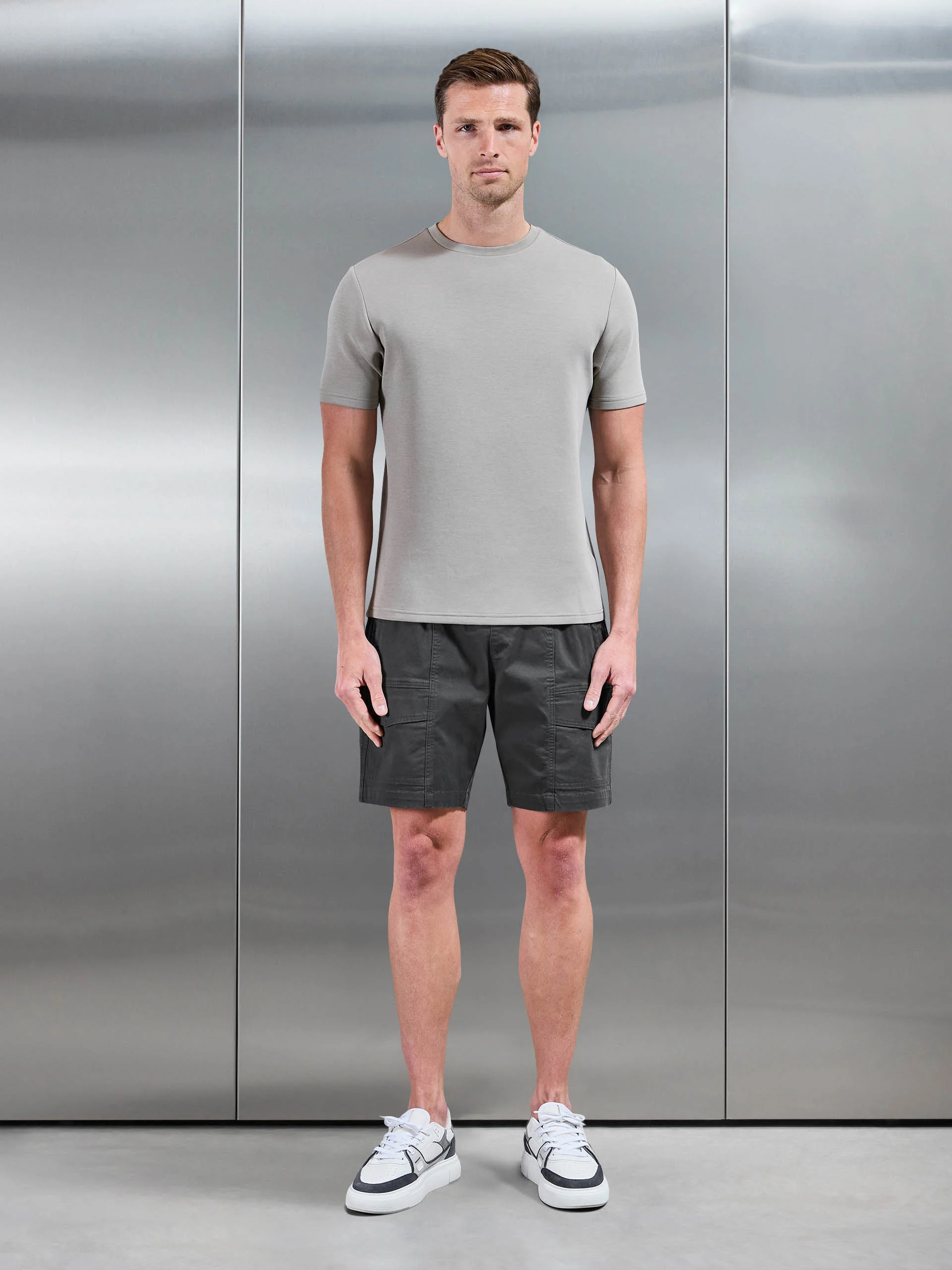 Front Stitch Cotton Cargo Short in Grey - Image 2