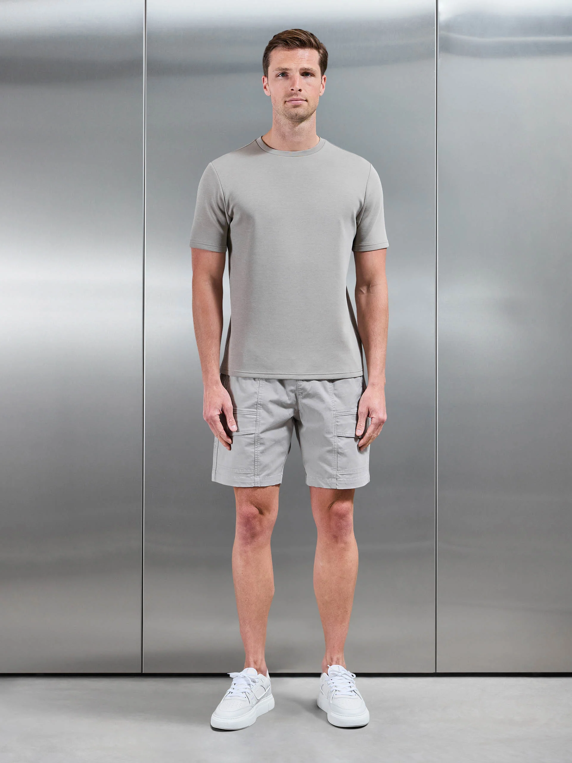 Front Stitch Cotton Cargo Short in Stone - Image 2
