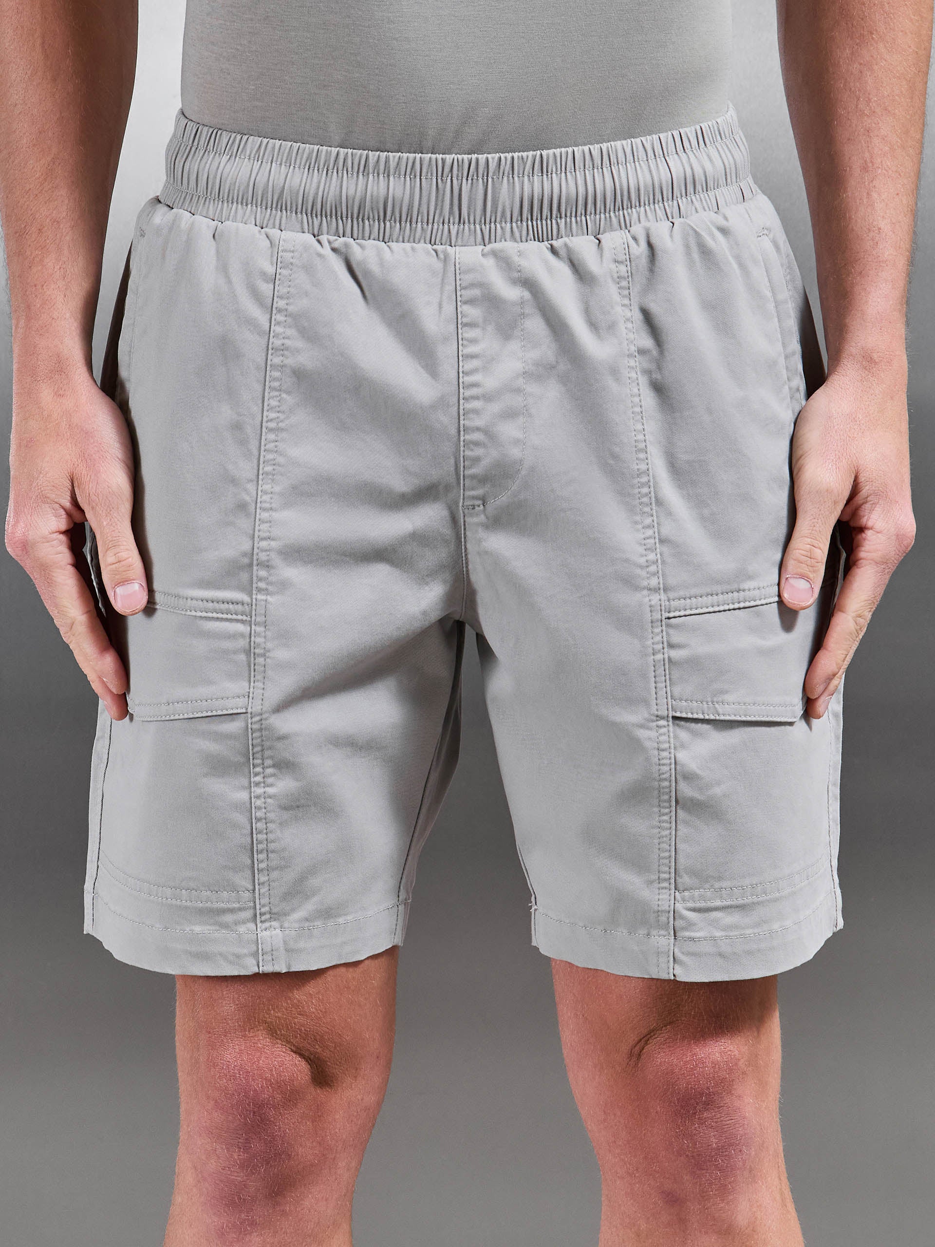 Front Stitch Cotton Cargo Short in Stone - Image 5