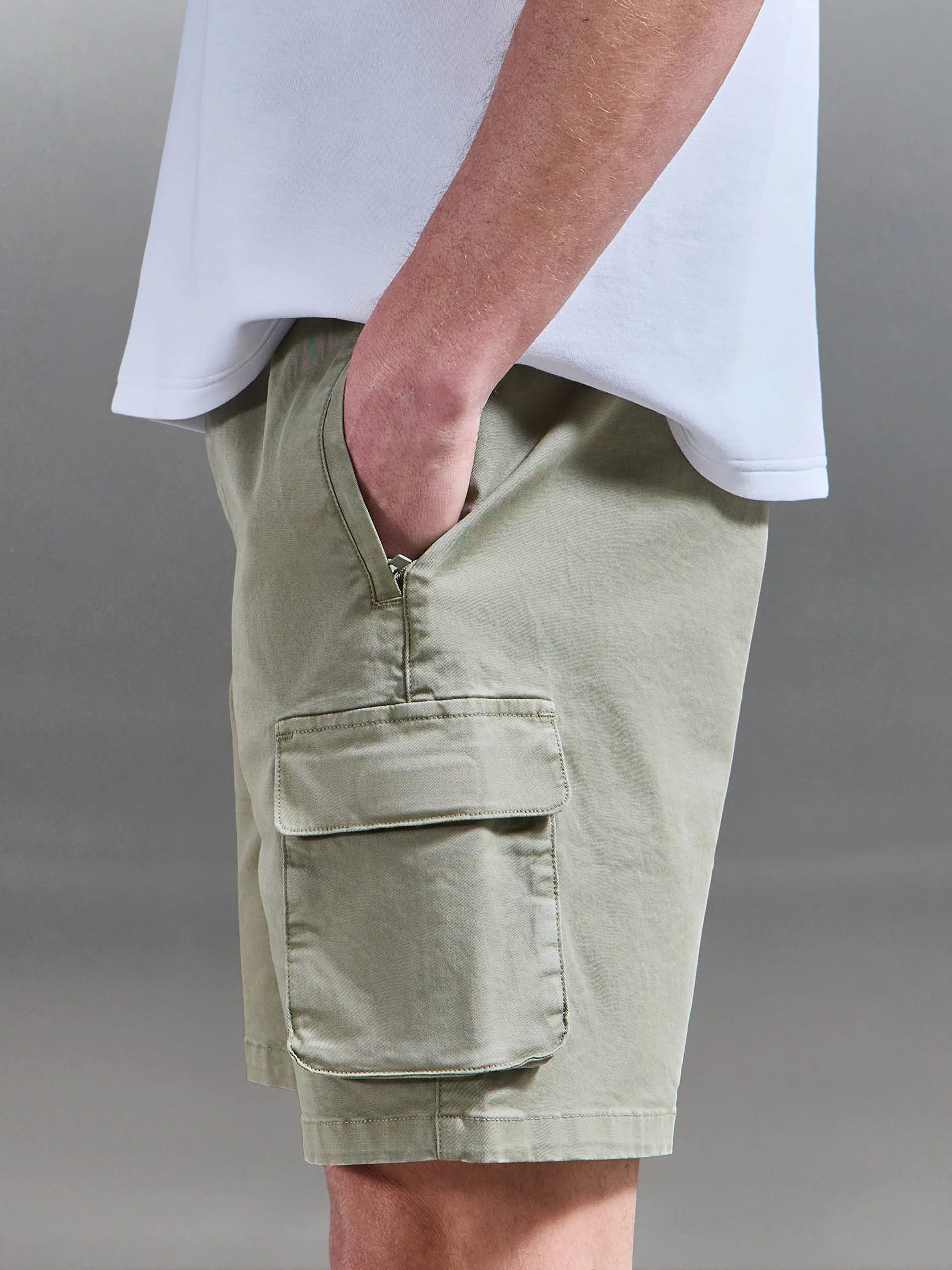Garment Dye Cargo Short in Olive - Image 6