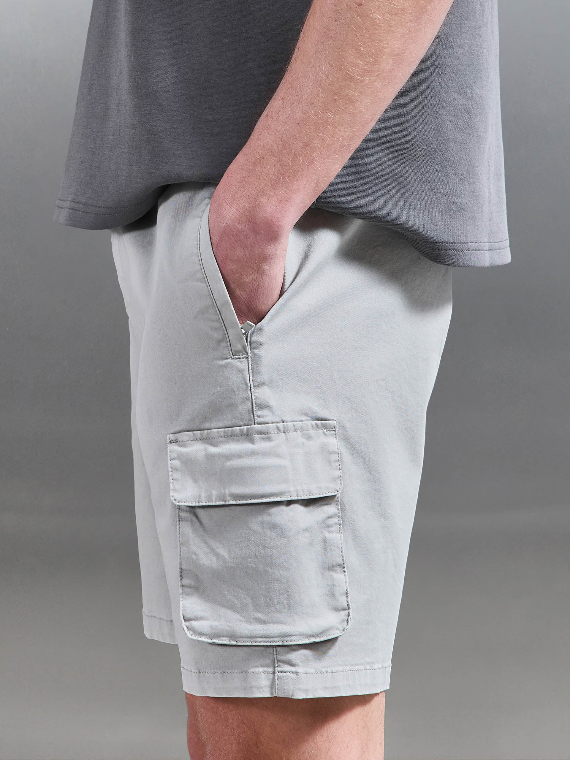 Garment Dye Cargo Short in Stone - Image 5