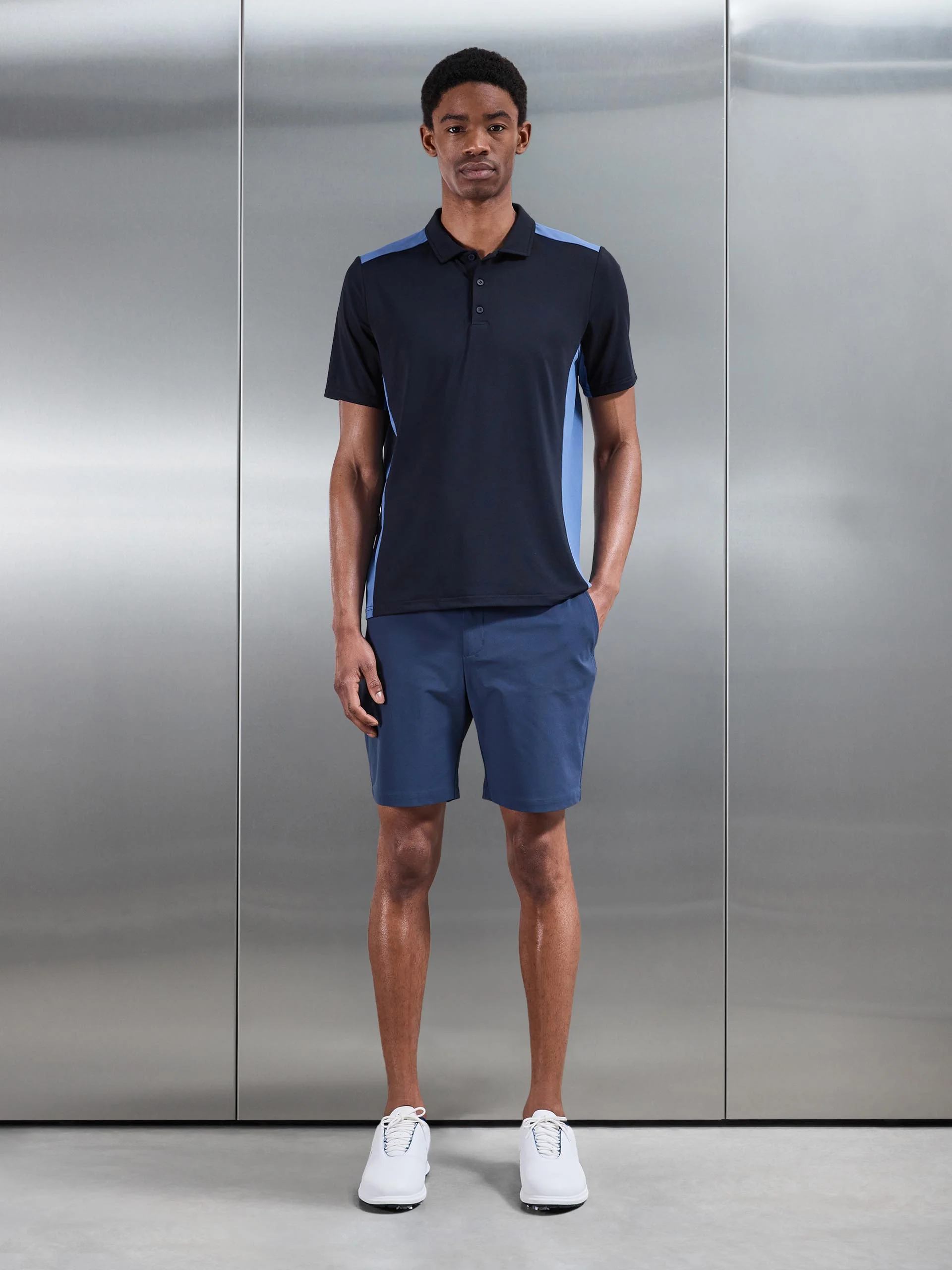 Golf Colour Block Polo Shirt in Navy - Image 4