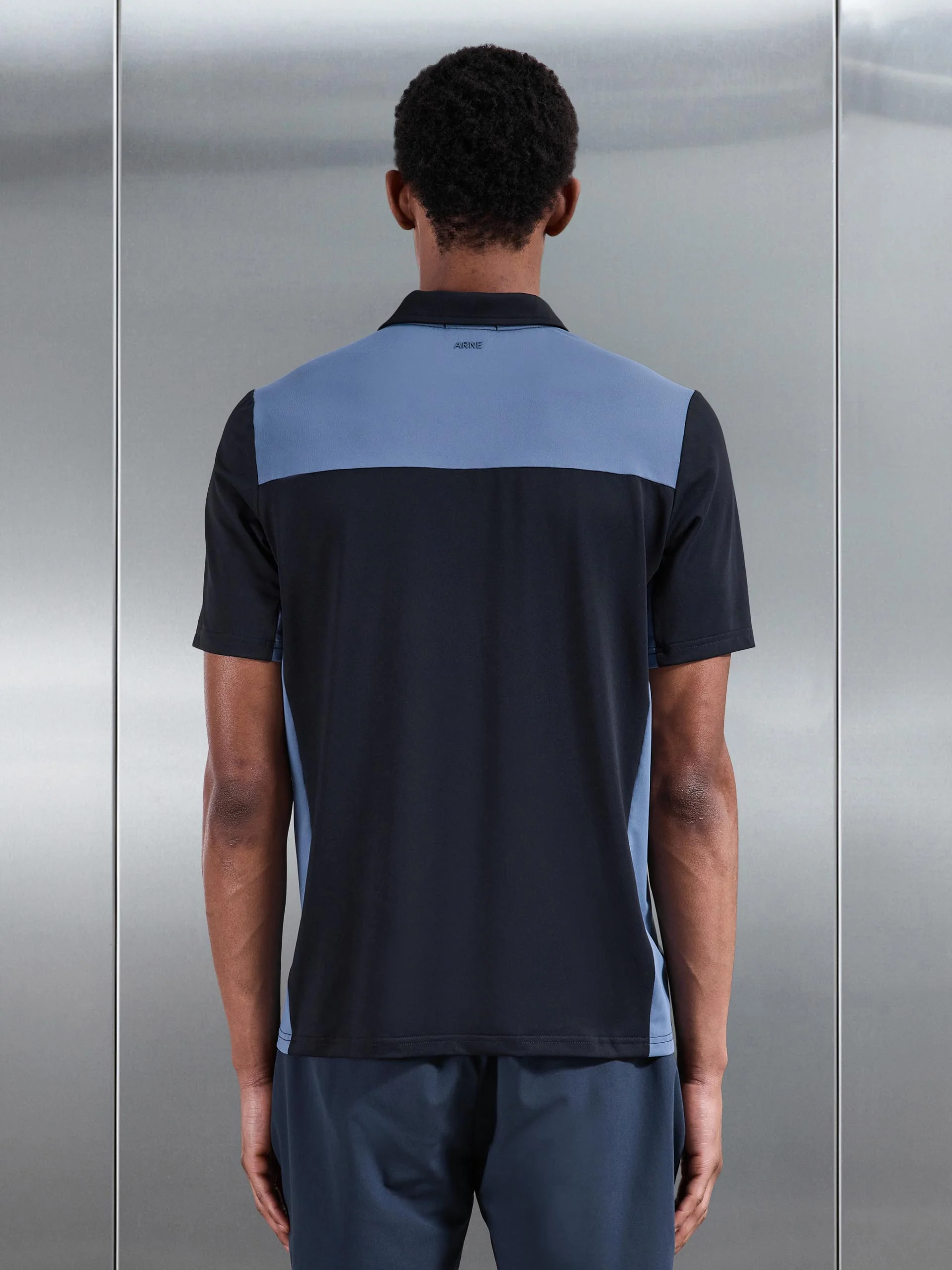Golf Colour Block Polo Shirt in Navy - Image 5