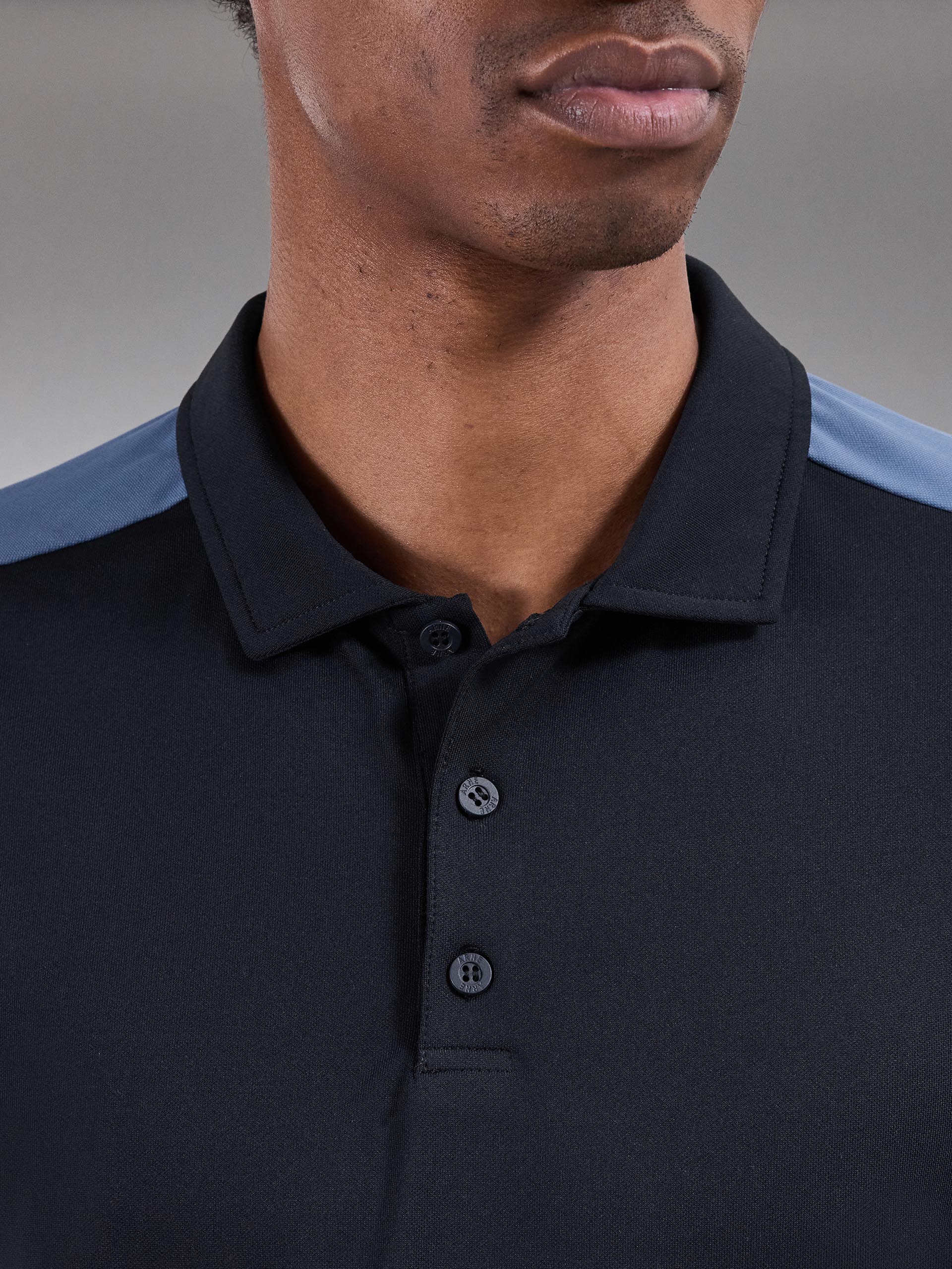 Golf Colour Block Polo Shirt in Navy - Image 6