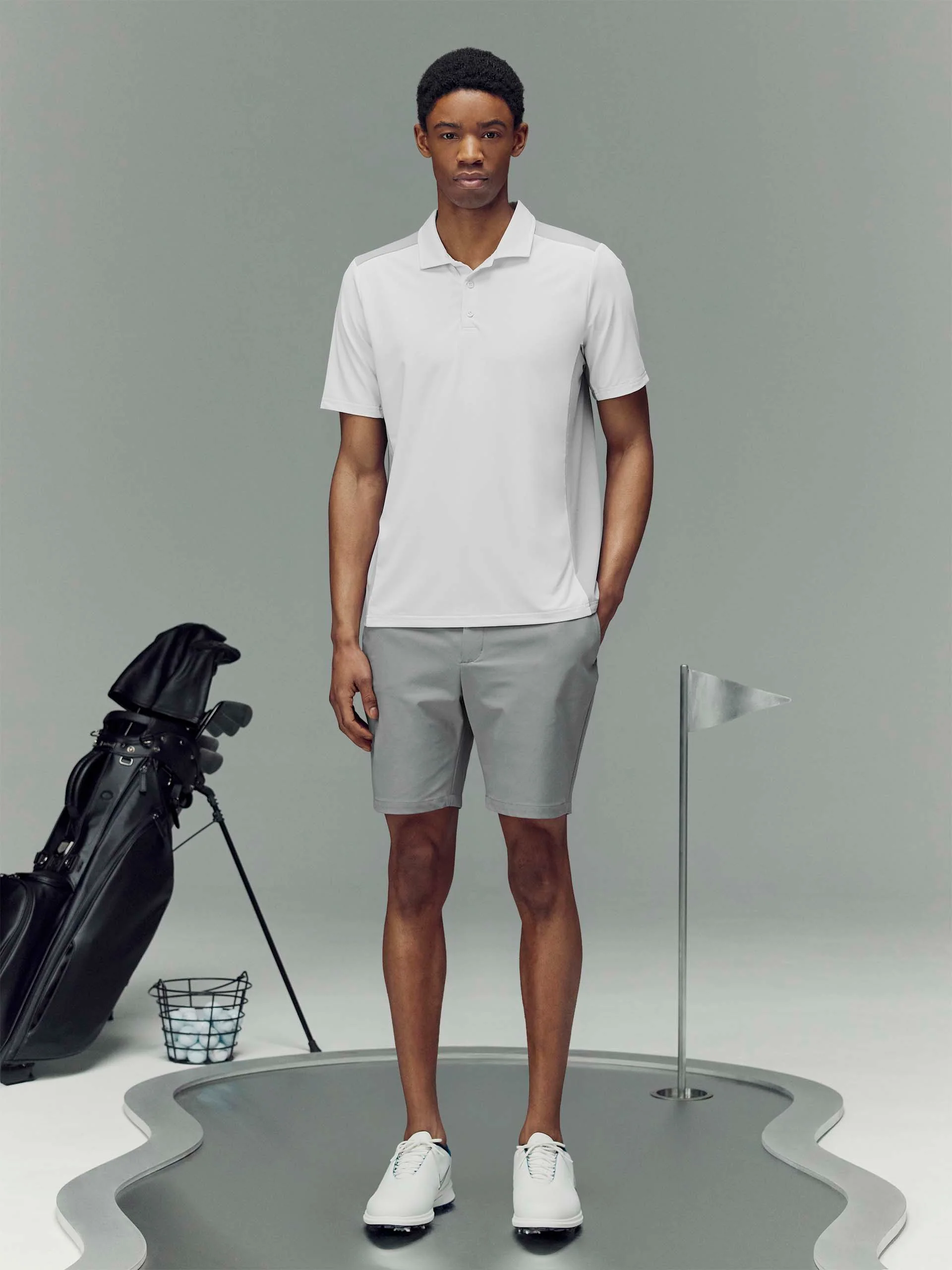 Golf Colour Block Polo Shirt in White - Image 2