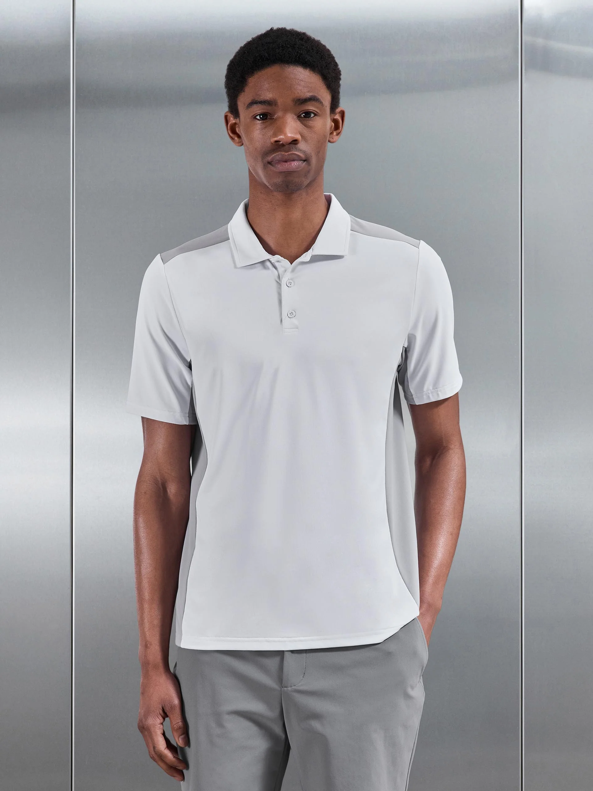 Golf Colour Block Polo Shirt in White - Image 3