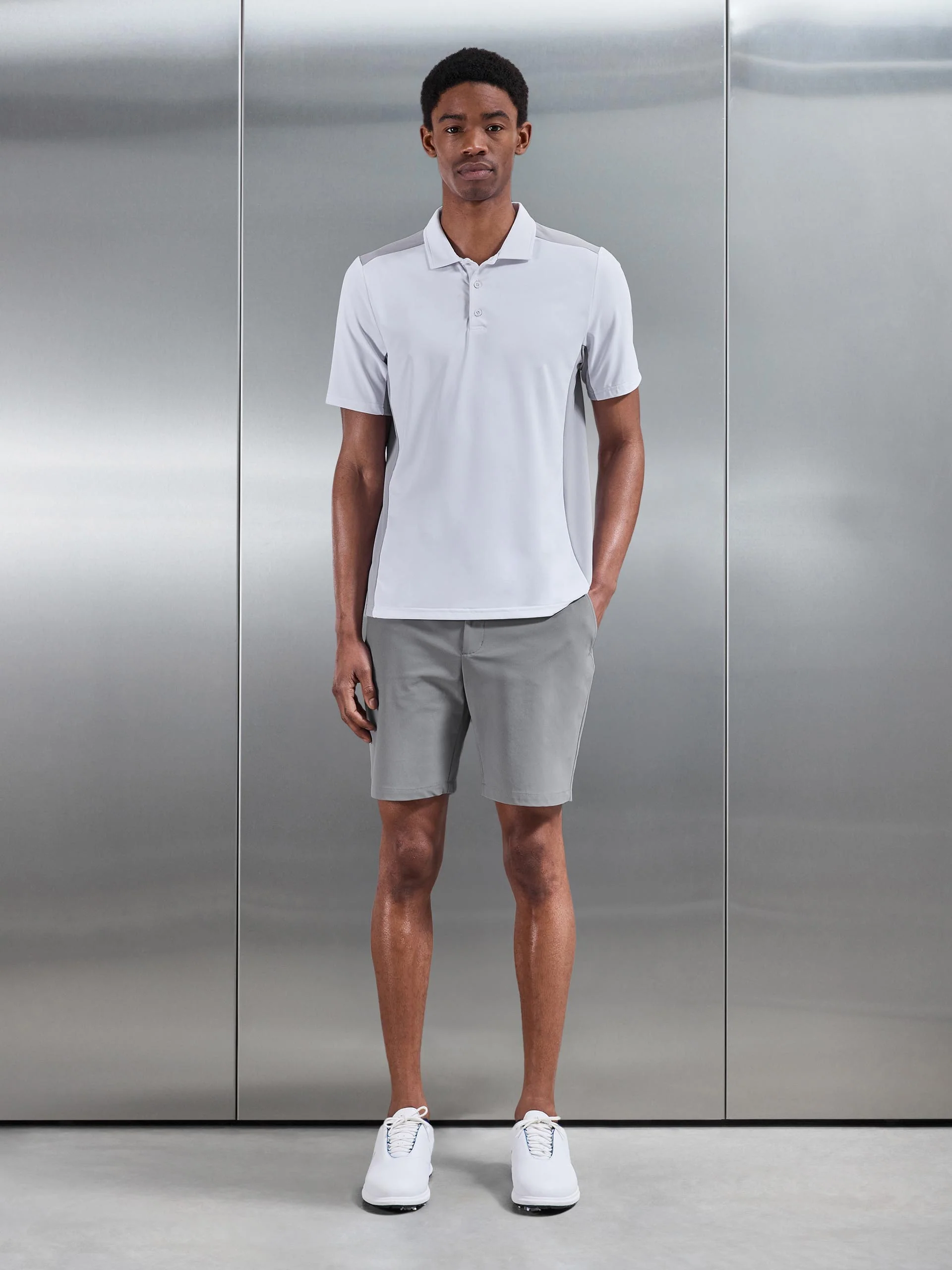 Golf Colour Block Polo Shirt in White - Image 4