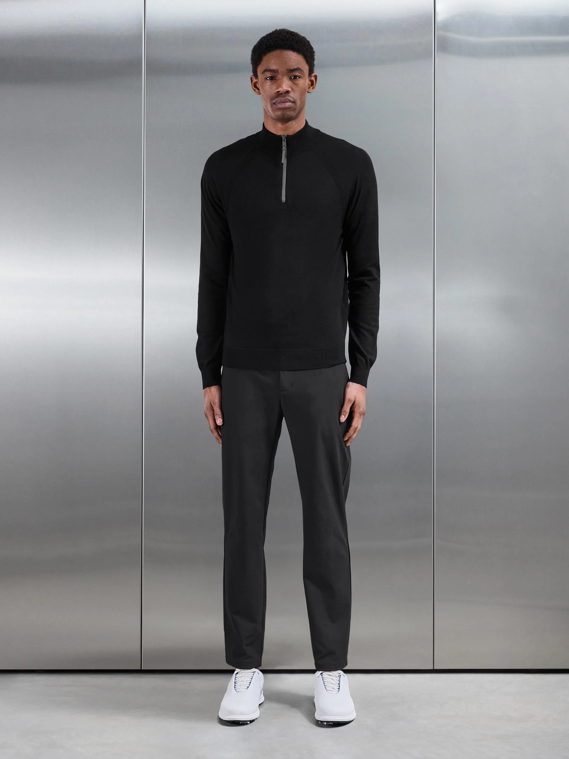 Golf Knitted Half Zip Jumper in Black - Image 4