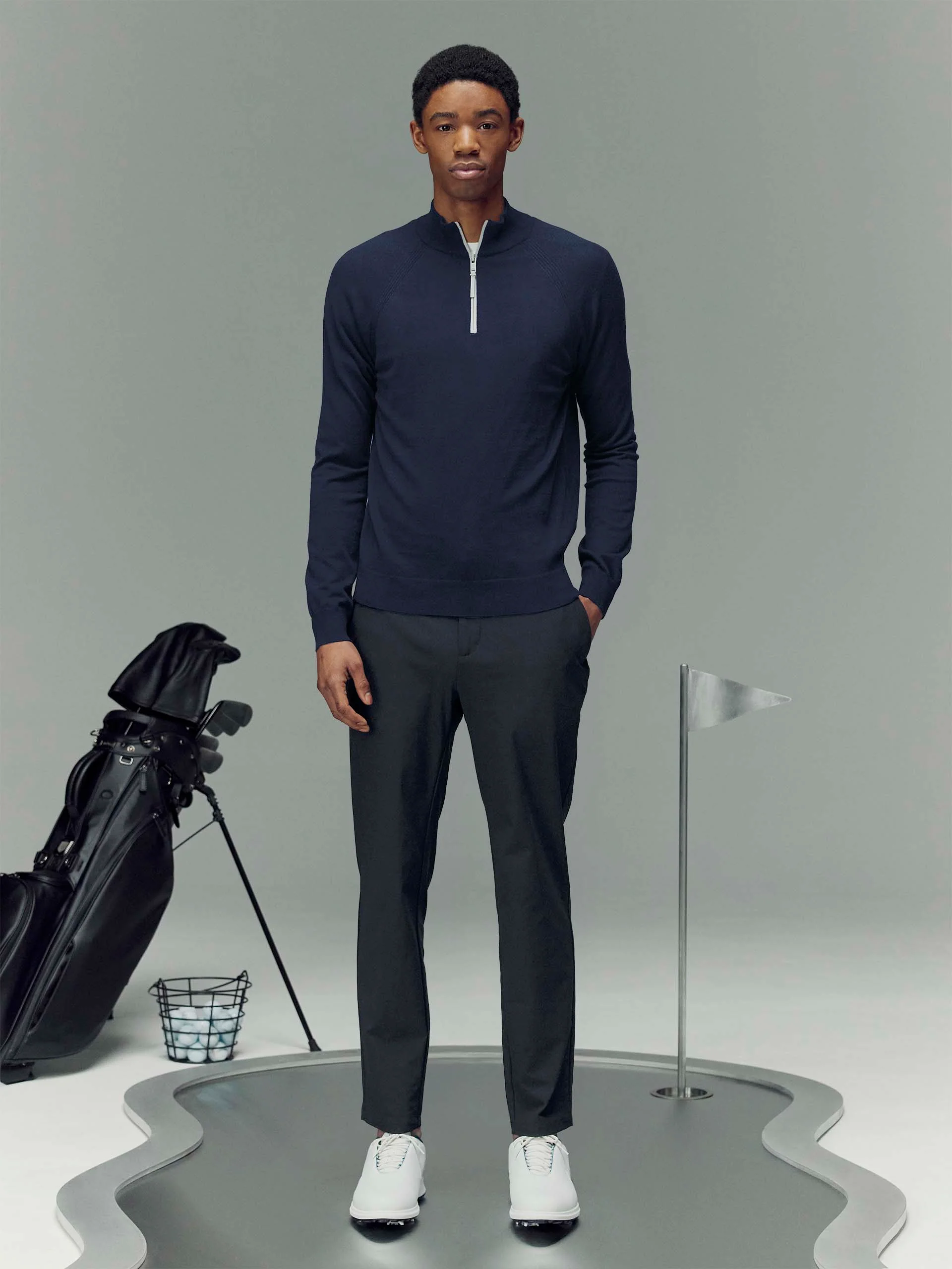 Golf Knitted Half Zip Jumper in Navy - Image 2