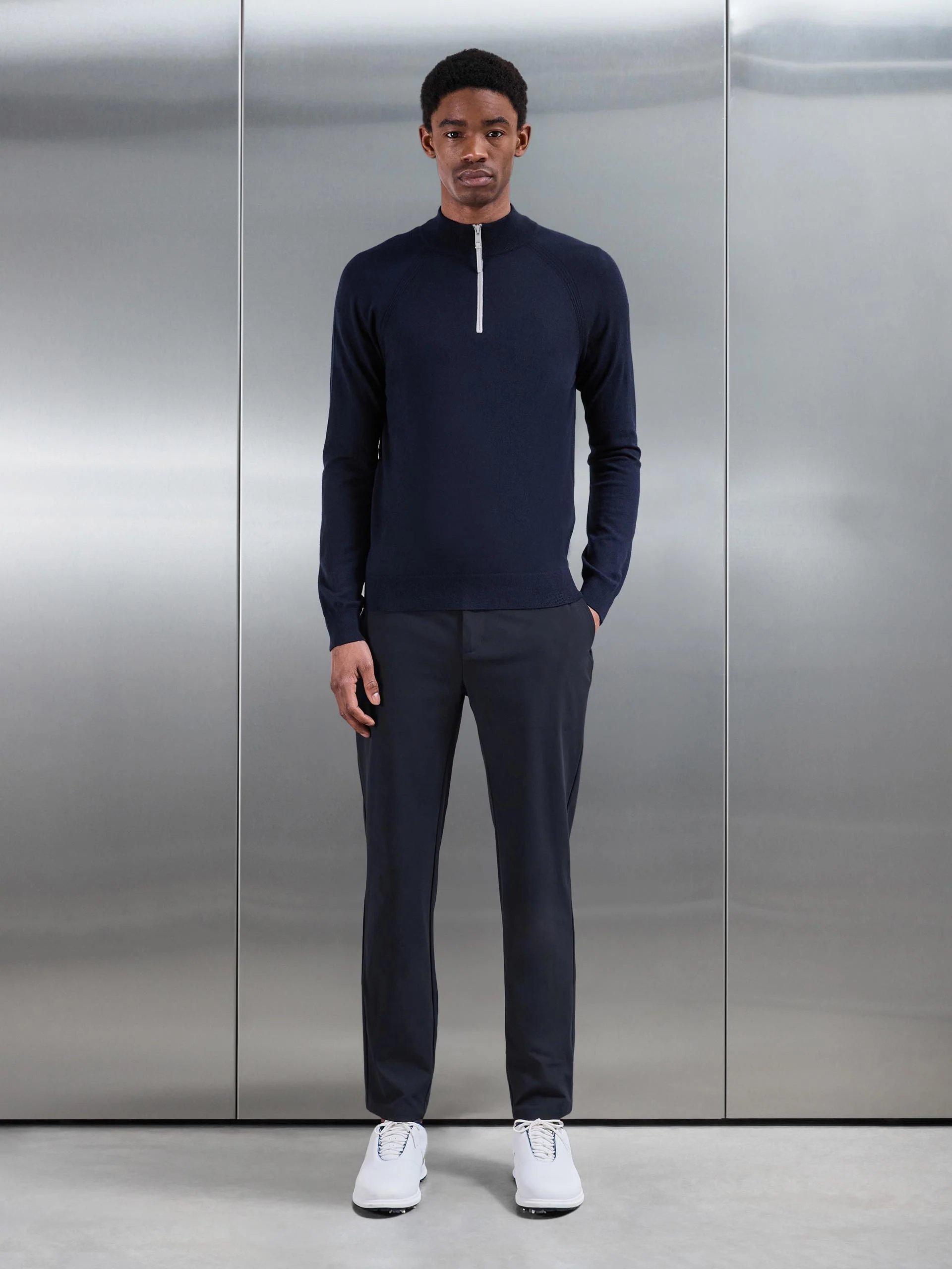 Golf Knitted Half Zip Jumper in Navy - Image 4