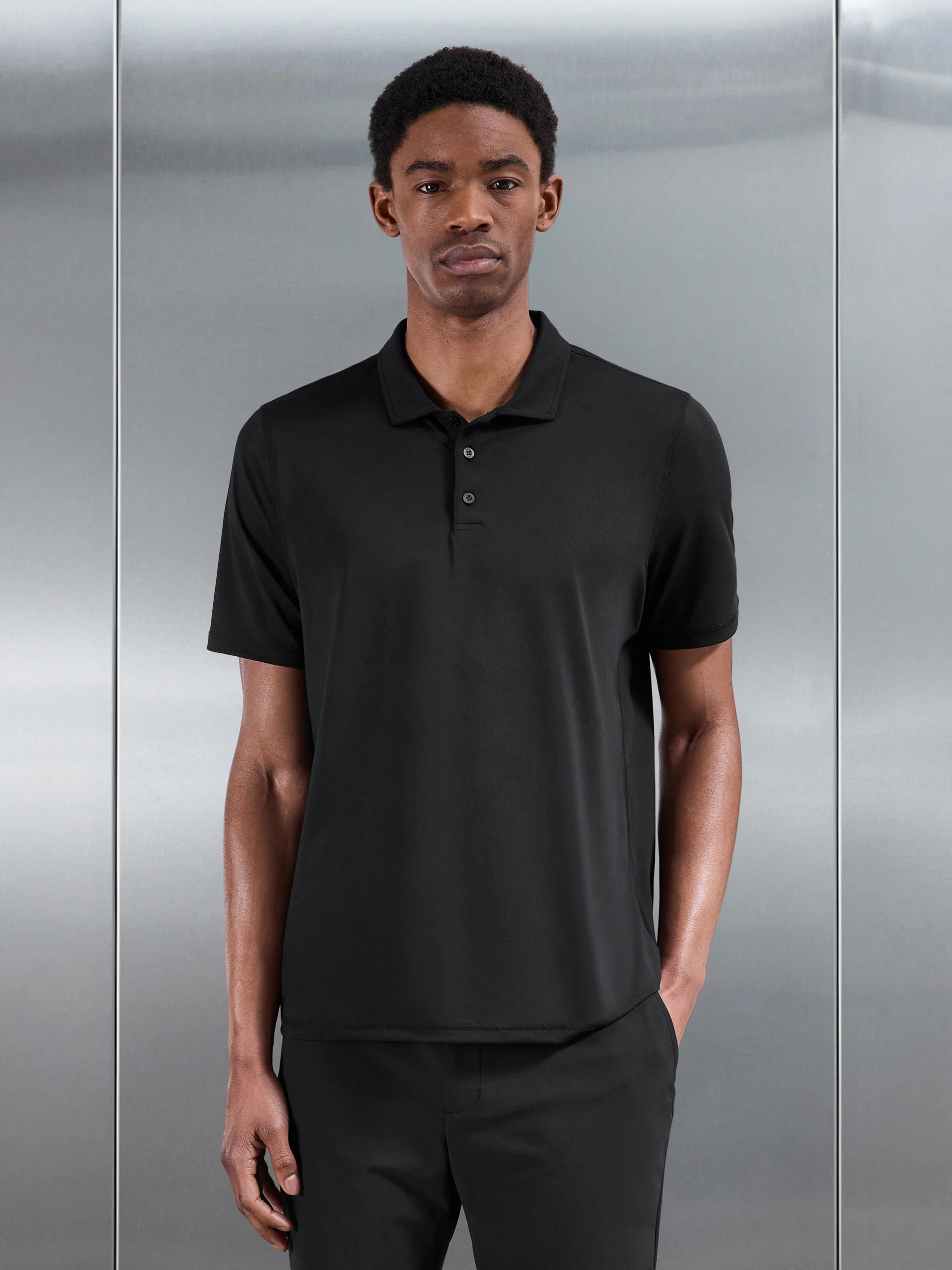 Golf Polo Shirt in Black - Image 3