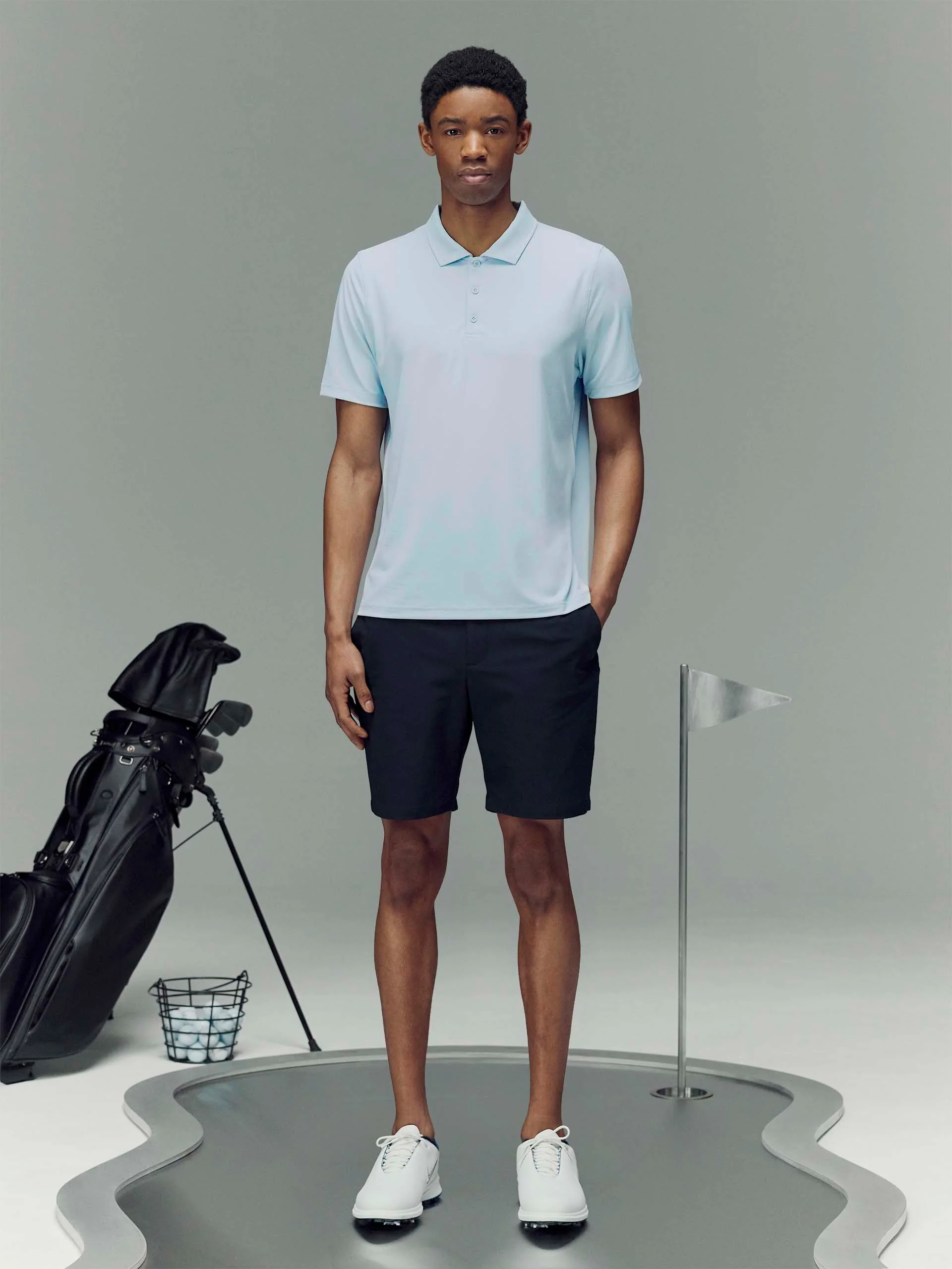 Golf Polo Shirt in Light Blue - Image 2
