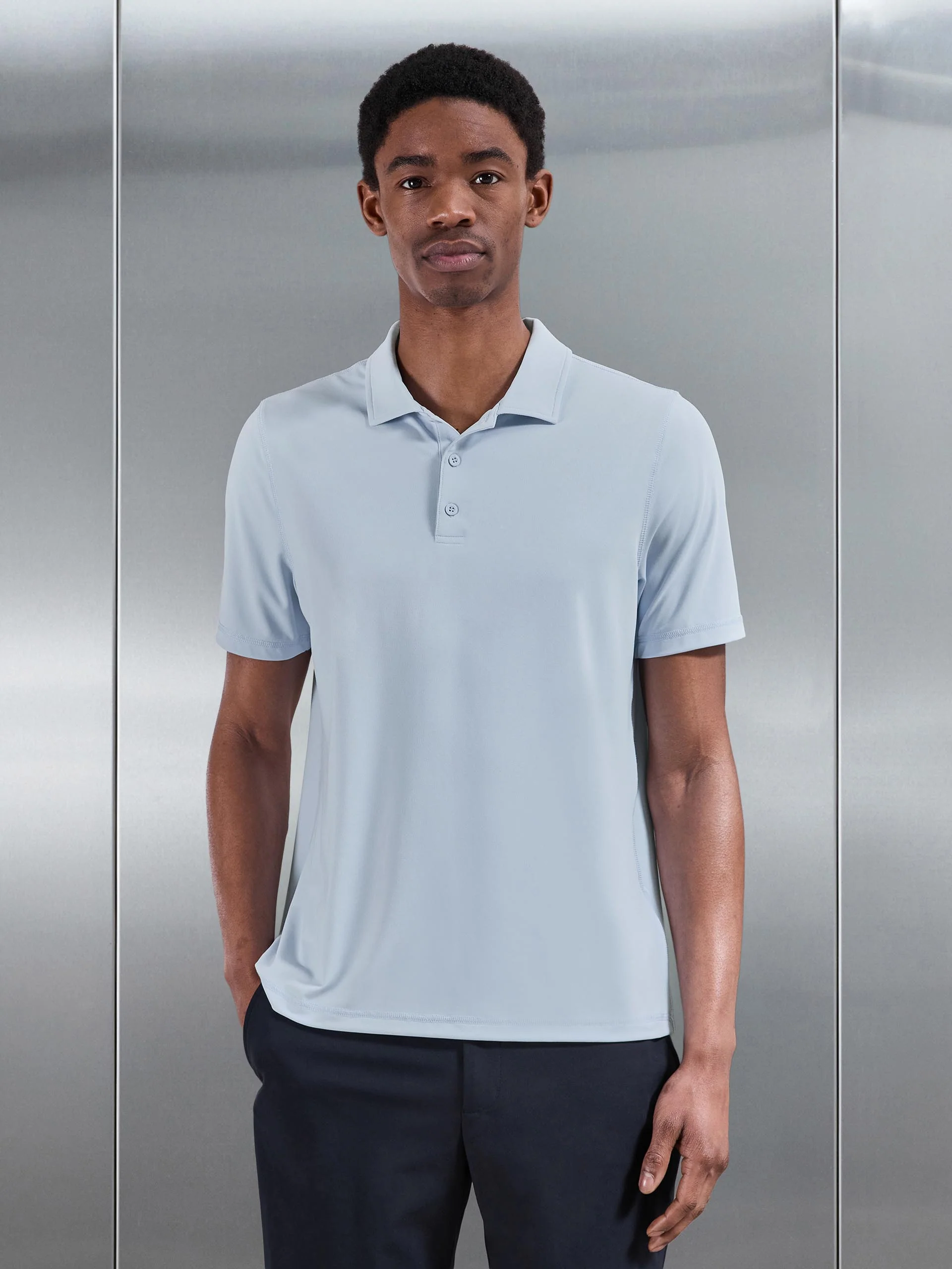 Golf Polo Shirt in Light Blue - Image 3